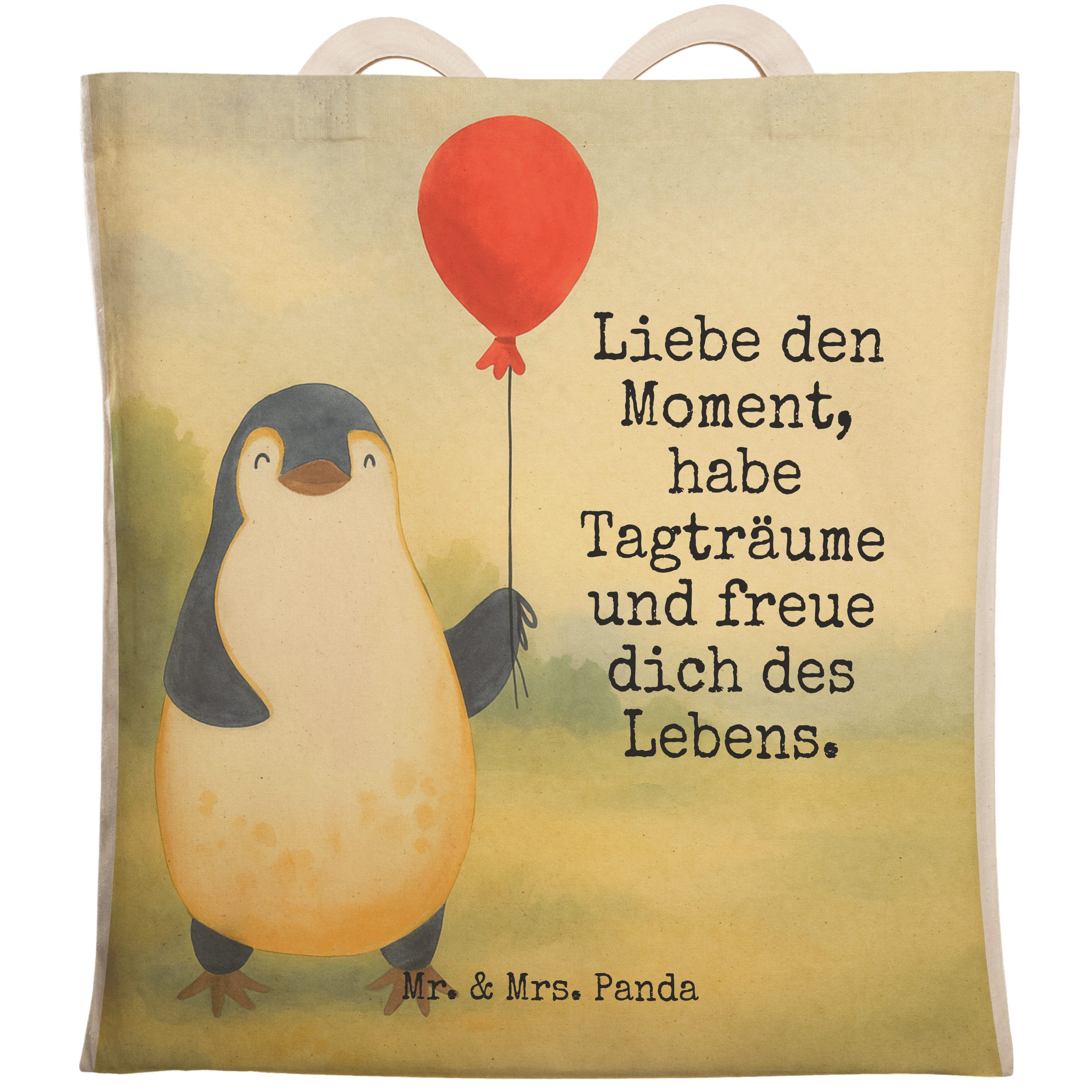 Tragetasche Pinguin Luftballon Design, Tote Bag, Weiß, Einkaufstasche, Tragetasch