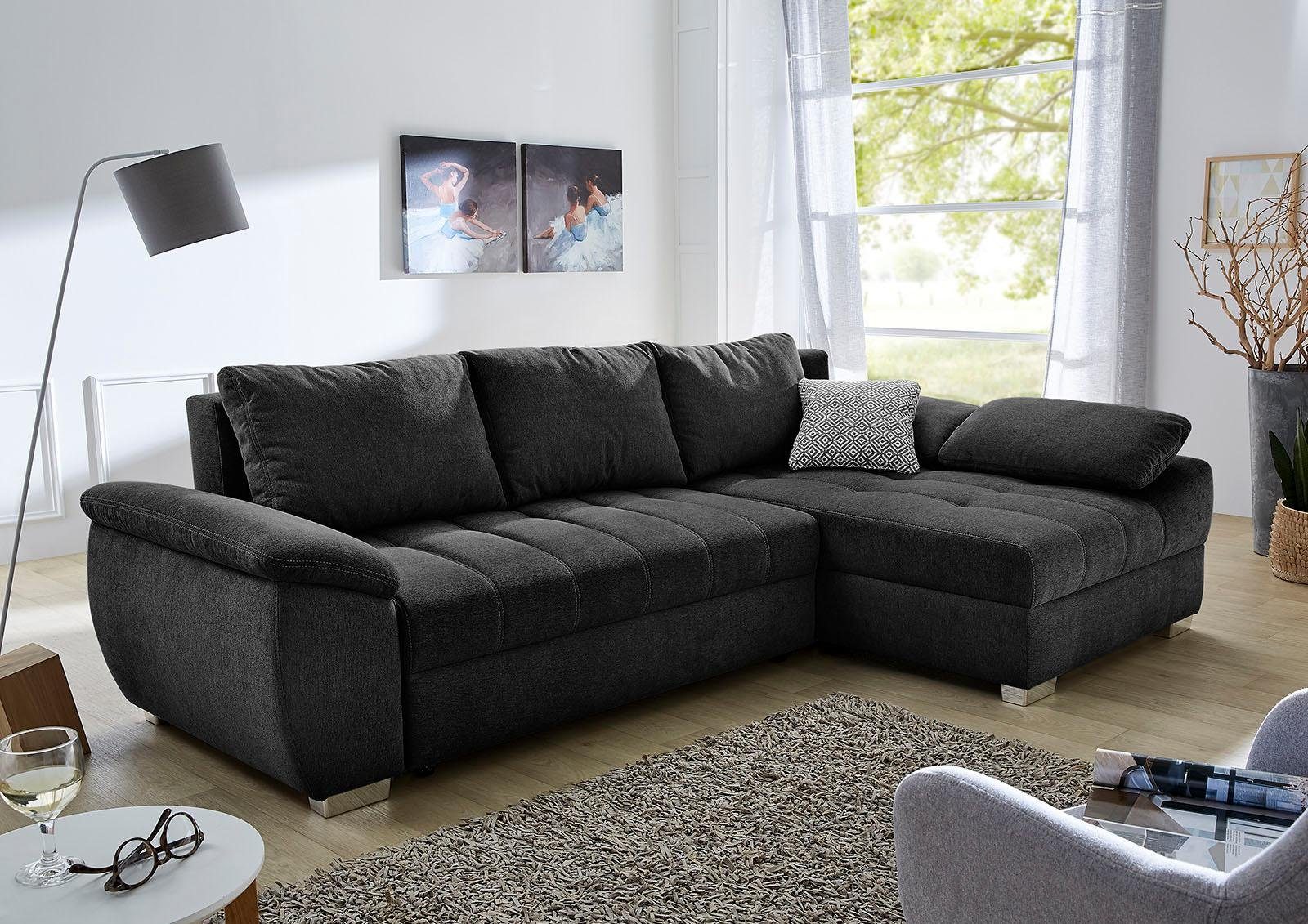 Jockenhöfer Gruppe Ecksofa Alster L-Form, B: 268 cm, mit Schlaffunktion, Bettkasten & Zierkissen