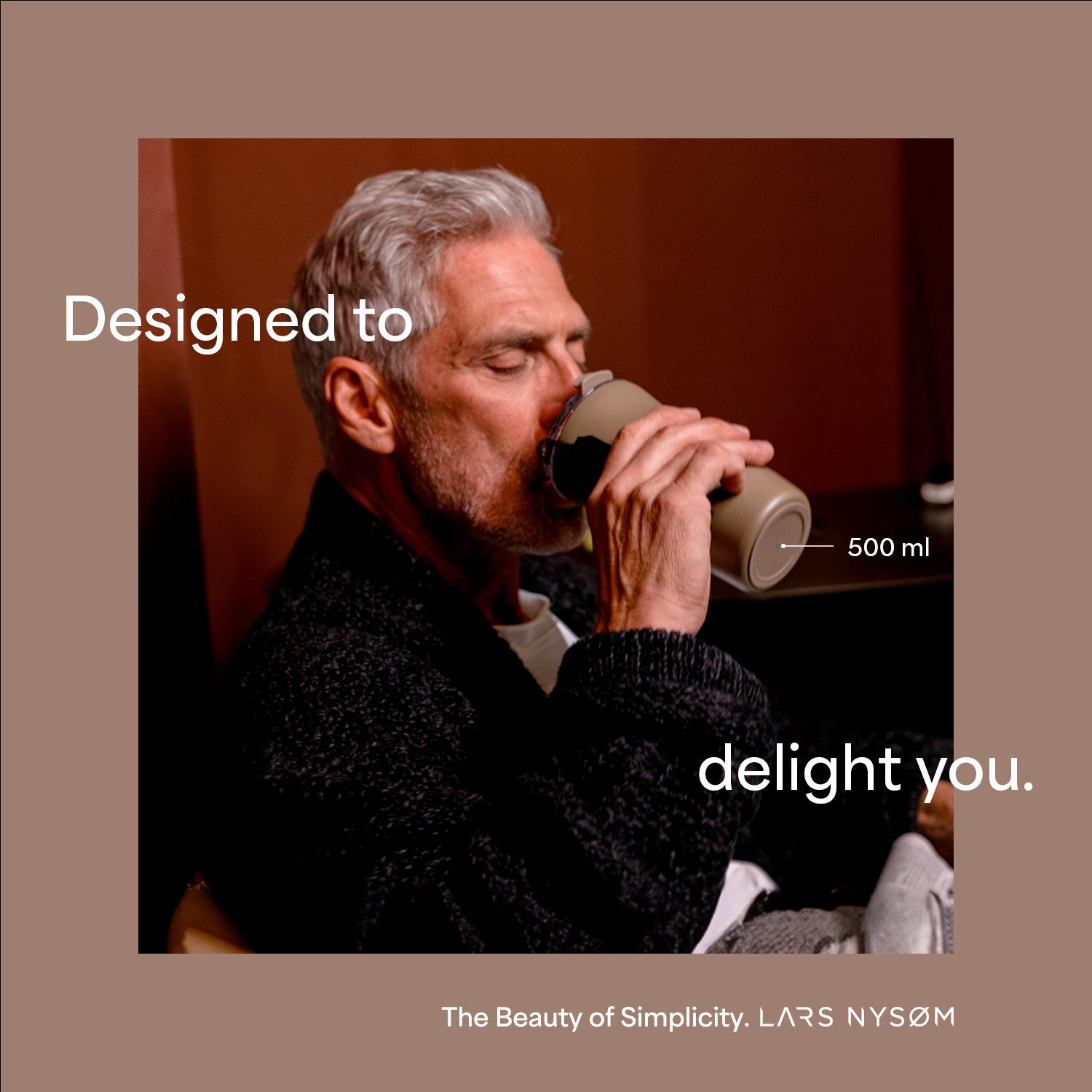 LARS NYSØM Thermobecher Rørelse, 1-tlg., Thermobecher m. Isolierung & Trageschlaufe: 4h heiß/8h kühl