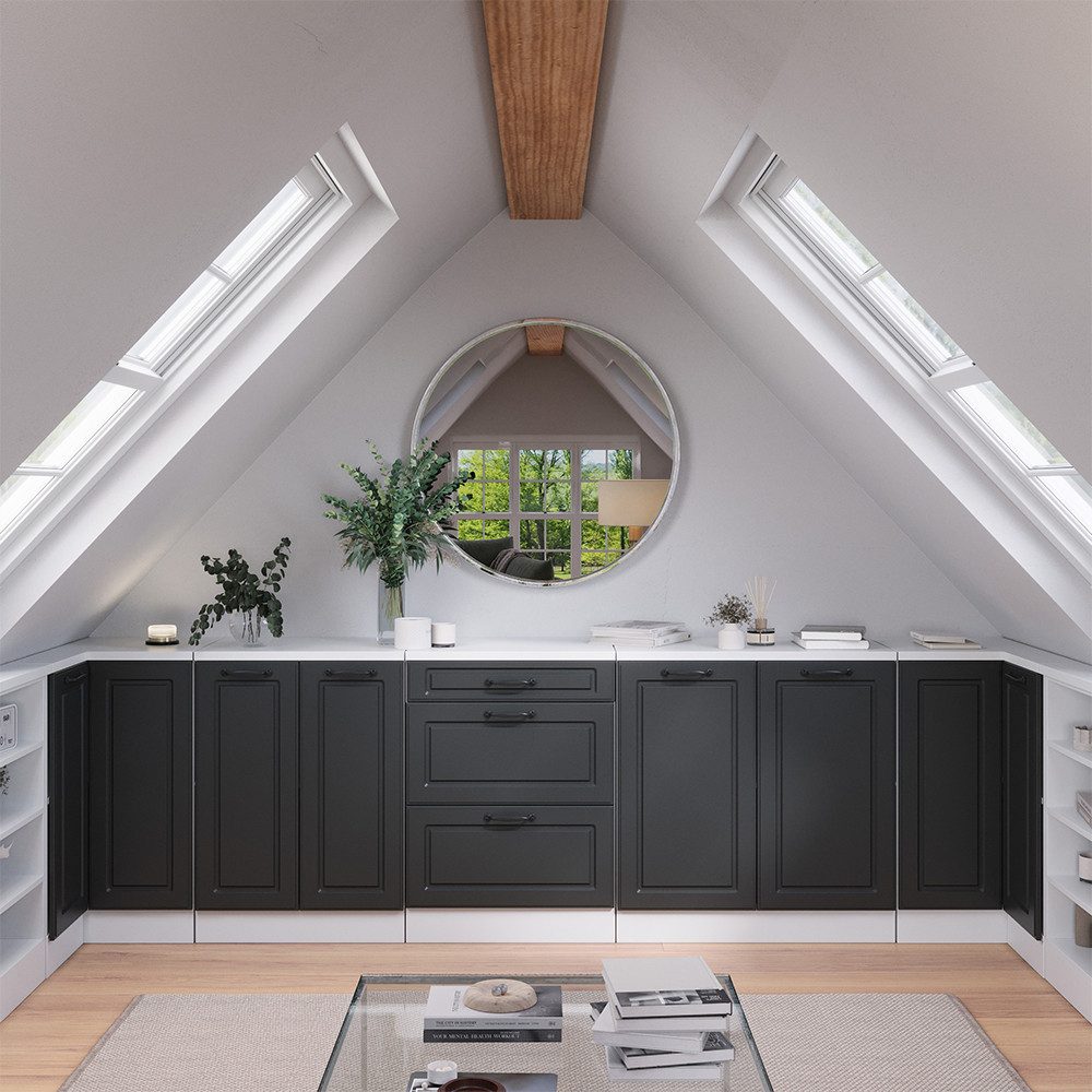 Vicco Kommode Rion, Anthrazit Landhaus/Weiß, 60 x 46 cm ohne Schräge mit 3 Schu...