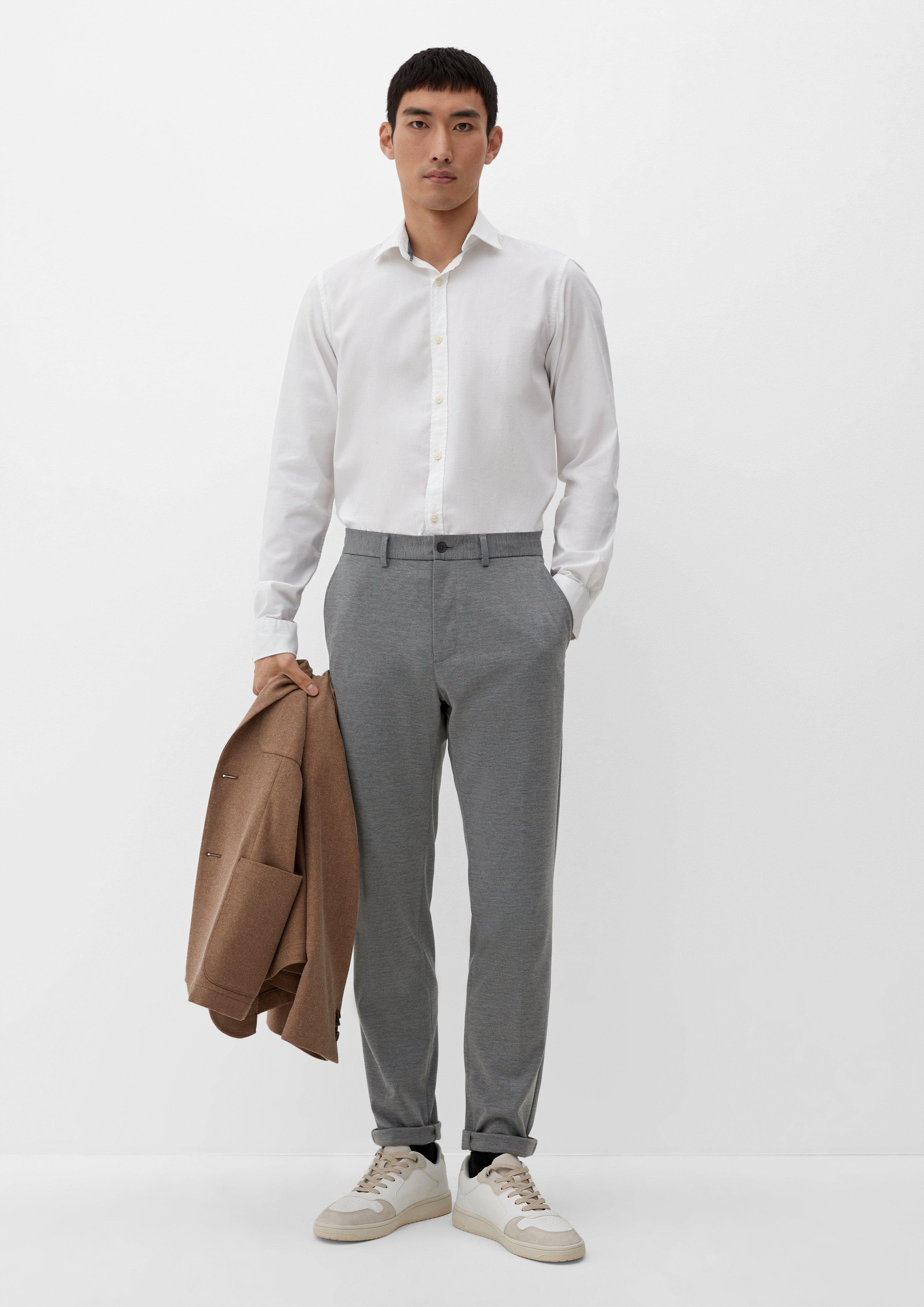 Slim: im BLACK Business-Style s.Oliver graphit LABEL Stoffhose Jogger