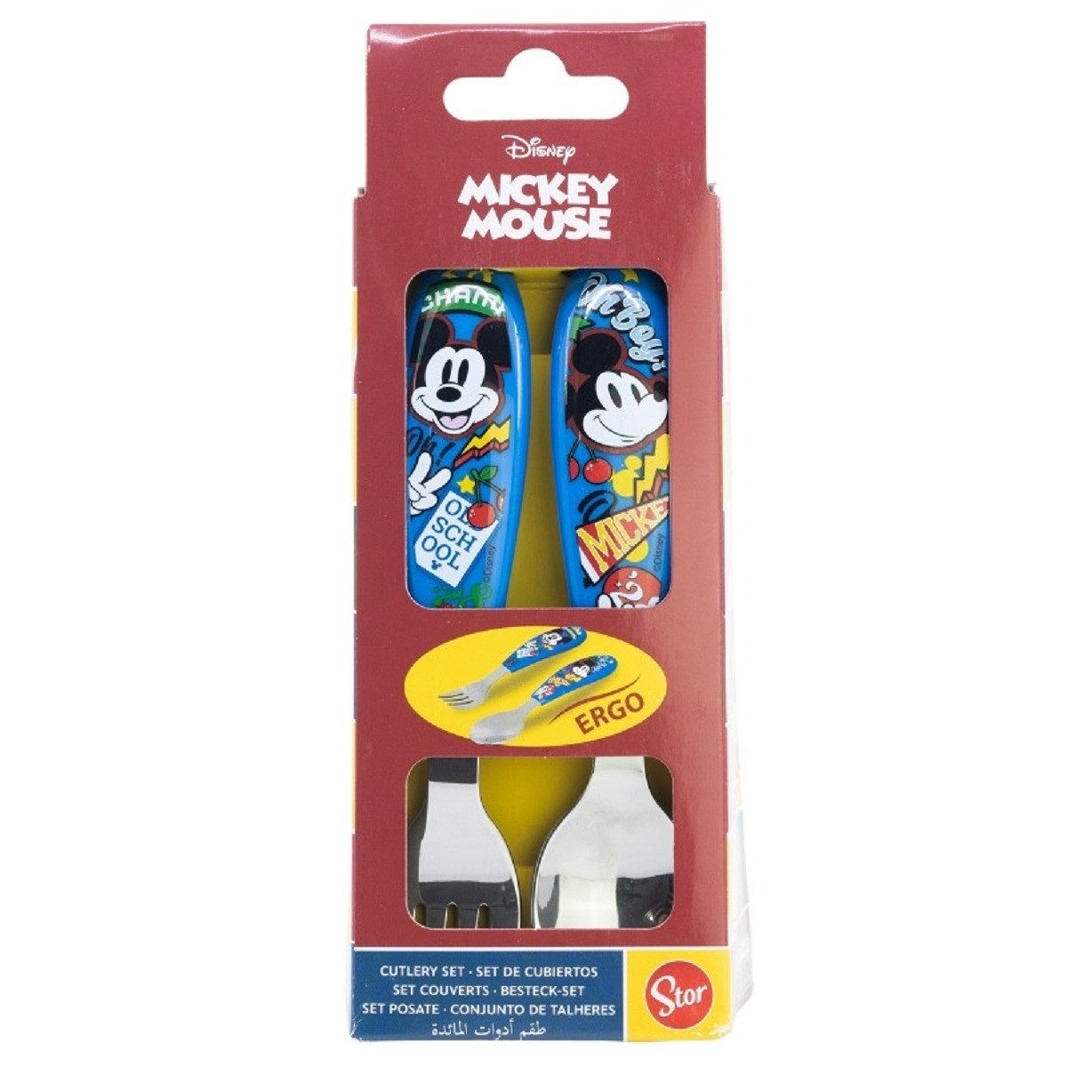 Disney Mickey Mouse Kinderbesteck Set 2-teilig – Löffel & Gabel mit Motivgriffen (2-tlg), 1 Personen