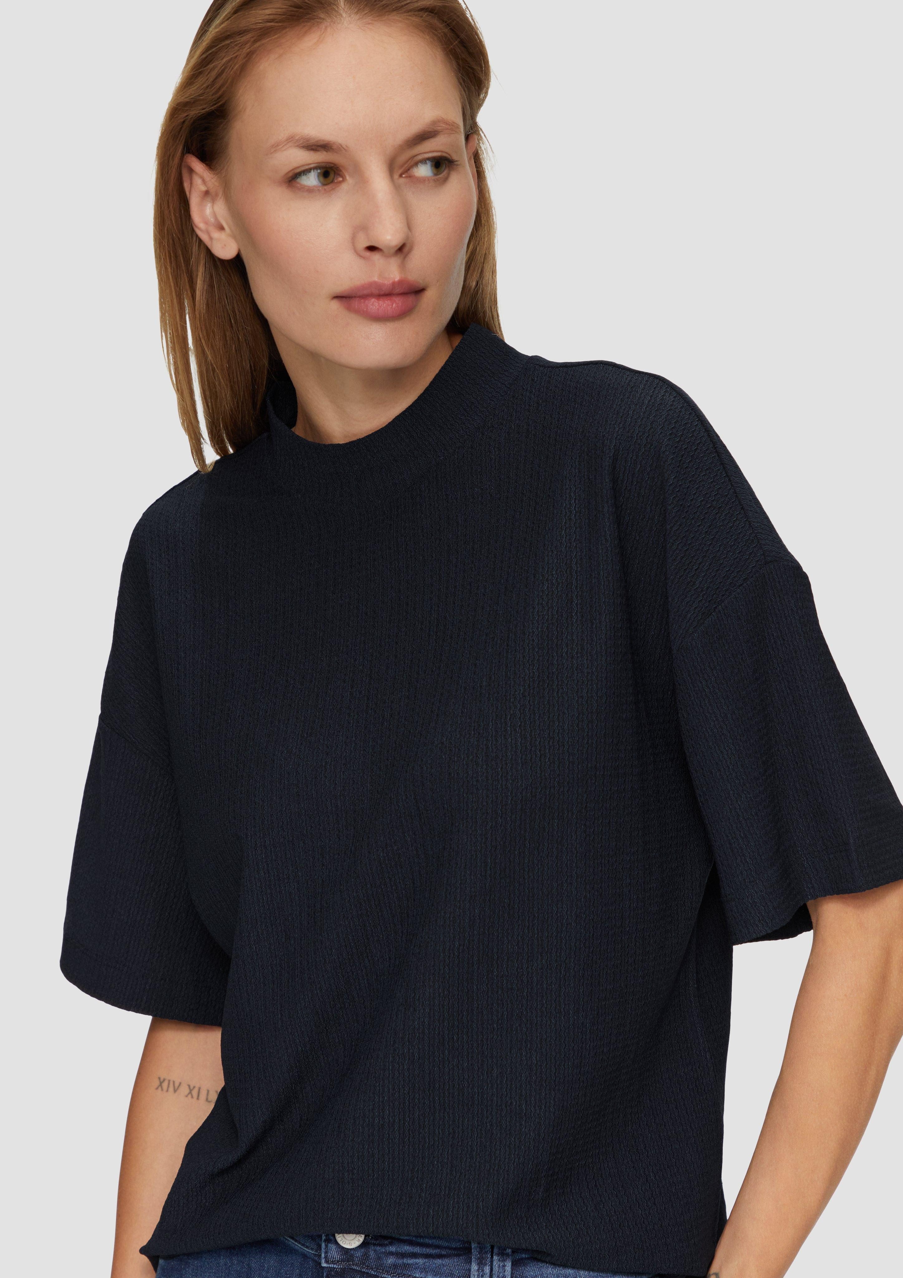 s.Oliver 3/4-Arm-Shirt Crêpe-Shirt mit Stehkragen Ziernaht günstig online kaufen