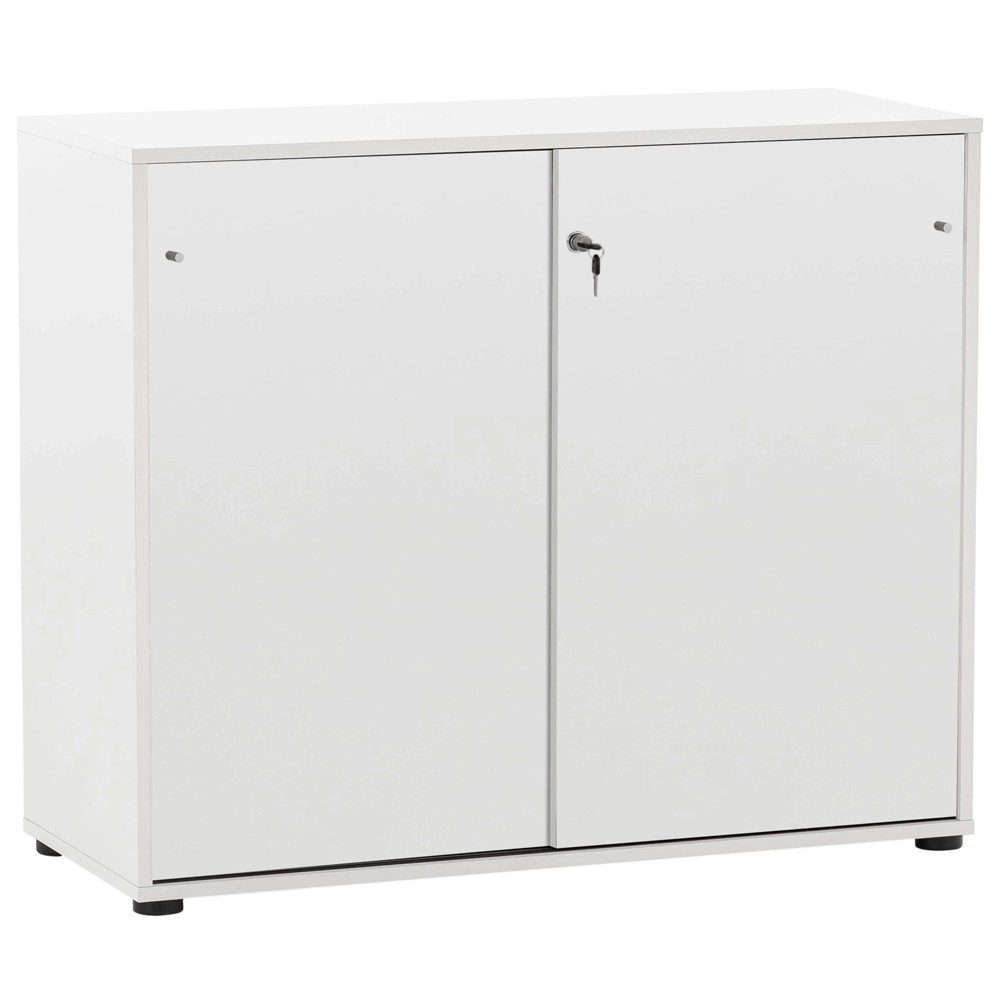 Lomadox Aktenschrank BRAGA-80 Schiebetüren Büro abschließbar in weiß, B/H/T: 100,1/83,6/41 cm