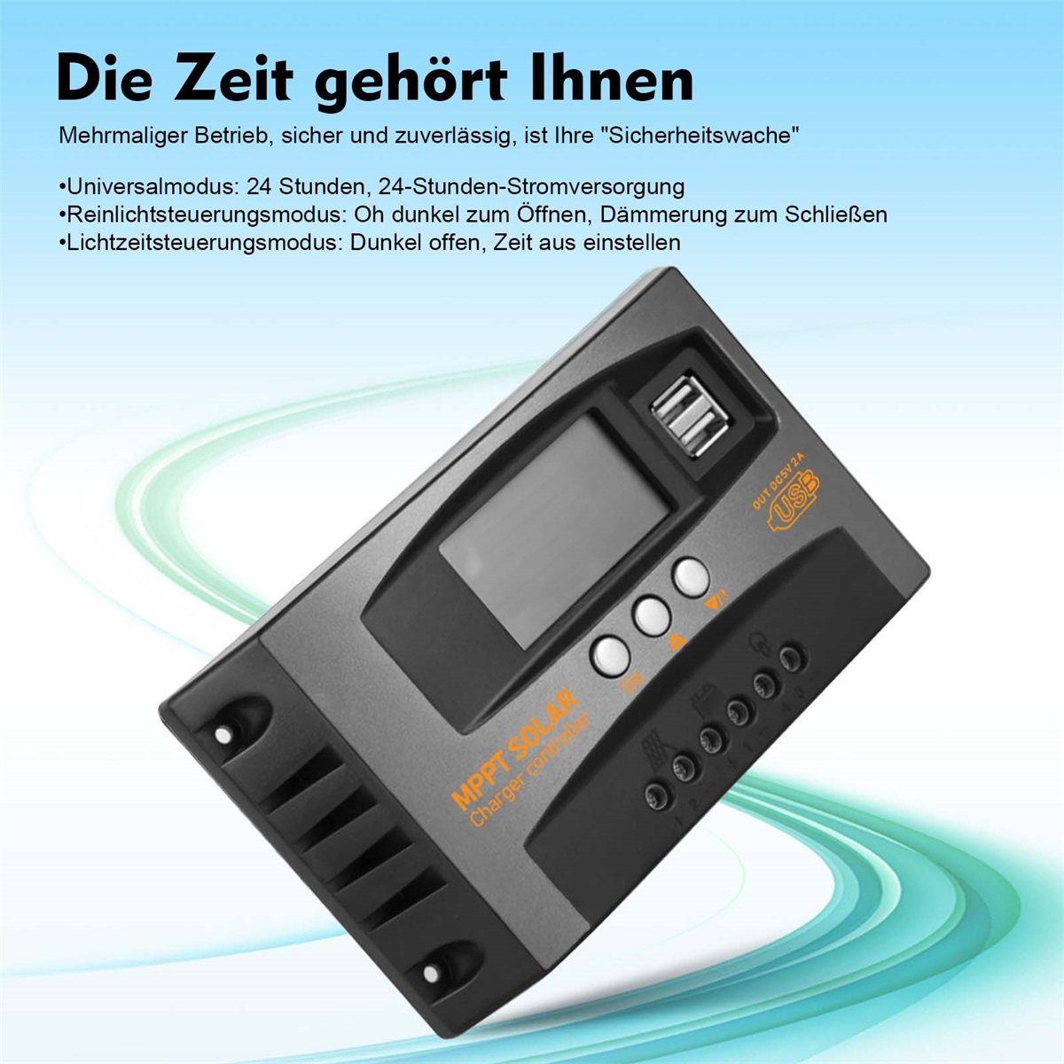 GLIESE Solarladeregler 100A LCD Display Solarladeregler, 12V/24V,  Stromkreisschutz, 1-St.