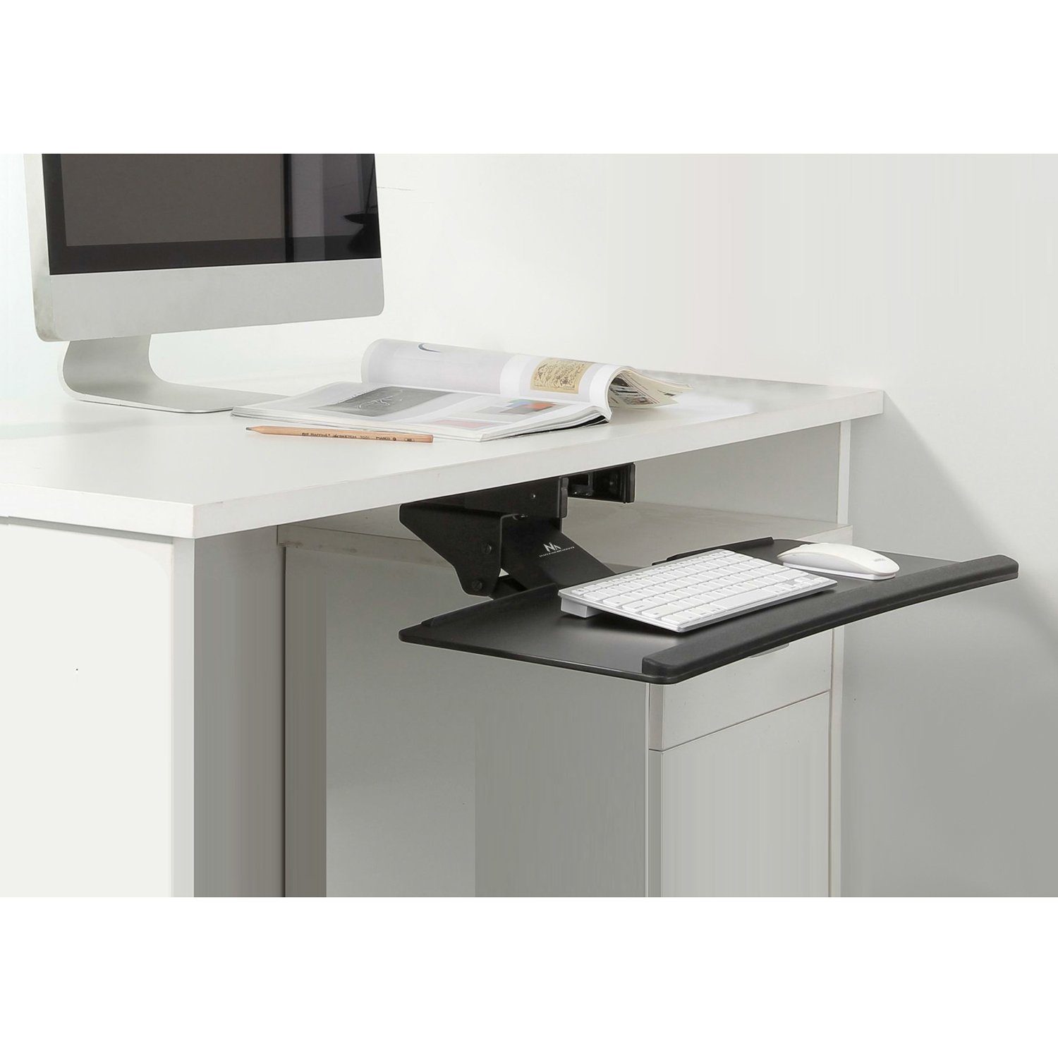Maclean Halterung MC-757 Tastaturhalterung unter Tisch ausziehbare Tastaturablage 67 cm, (Höhenverstellbar, Neigbar, Ergonomisch, für Büro & Home Office)