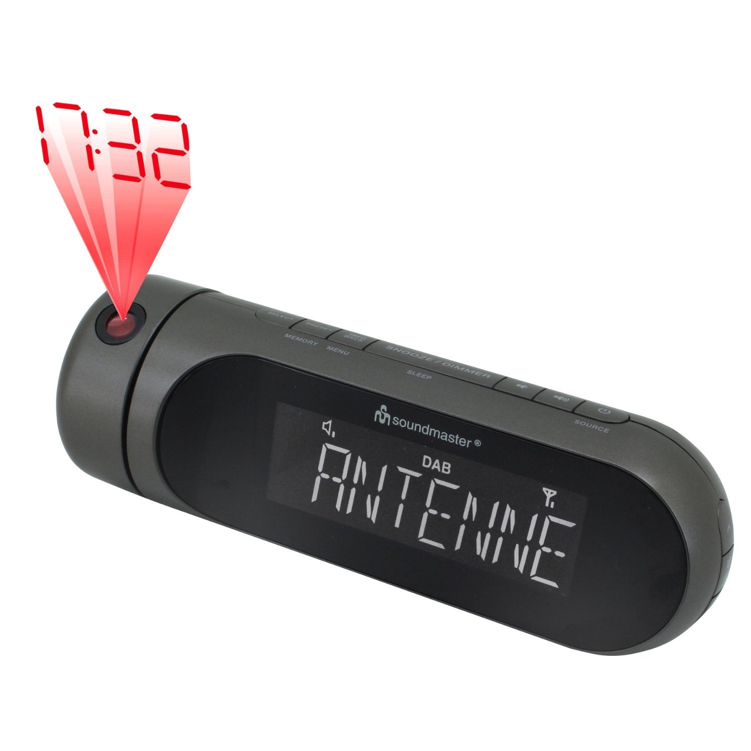 Soundmaster UR6700AN Projektionswecker Radiowecker DAB+ USB-Ladefunktion Uhrenradio (Radiowecker mit Projektion, DAB+ Radio, automatische Zeiteinstellung)