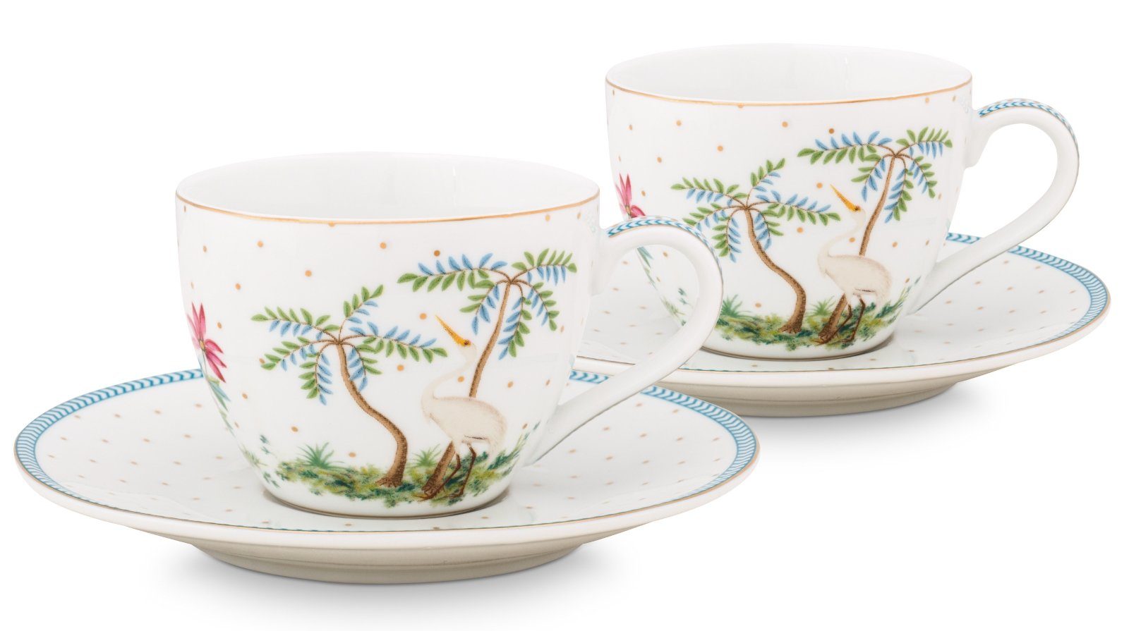 PiP Studio Espressotasse Jolie Dots Gold Espressotasse & Untertasse Set2, Porzellan, Set/2 Espresso Cups & Saucers Jolie Dots Gold 120ml