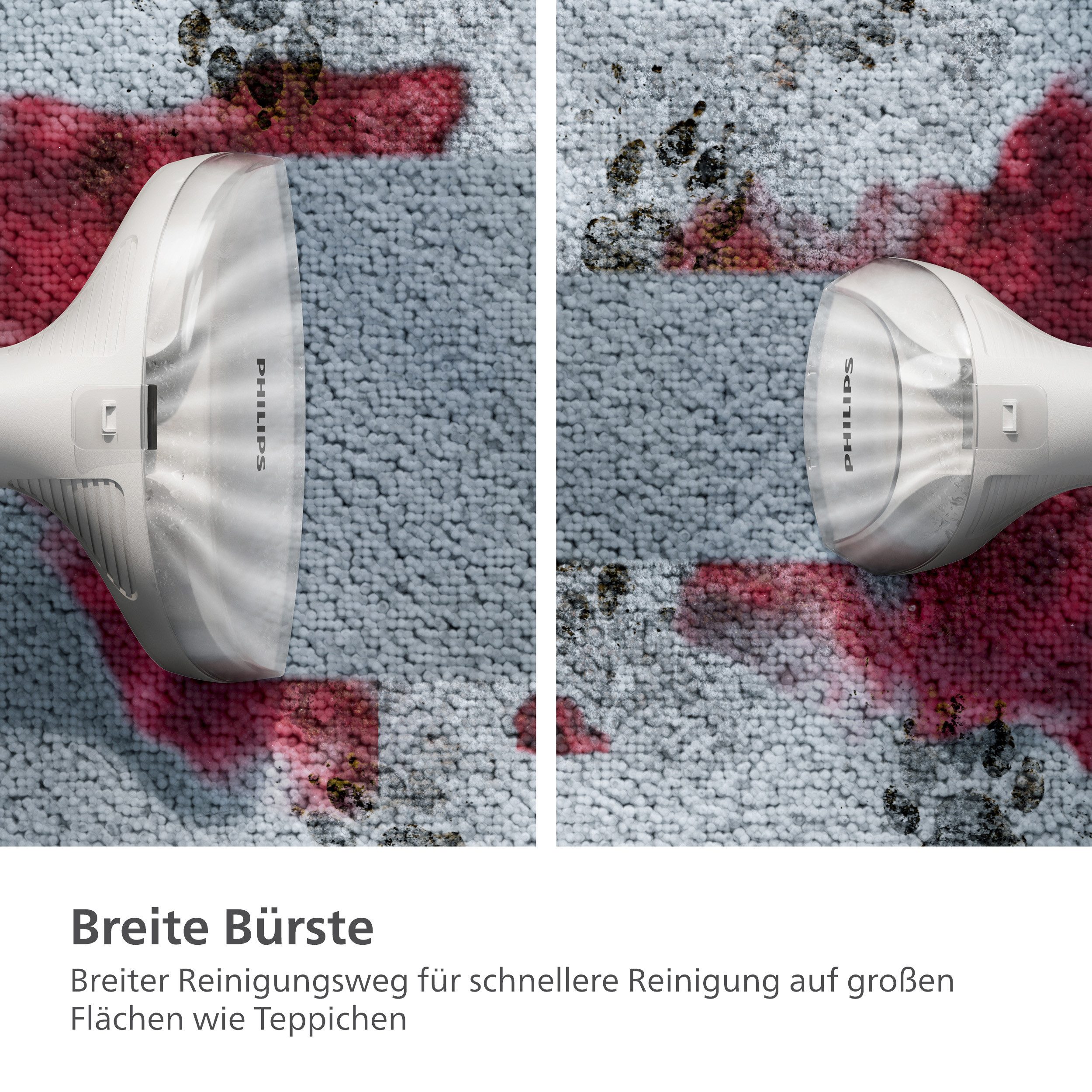 Philips Wasch-Sauger XW3193/11 3000 Series mit 2 Bürsten unterschiedlicher Größe, 400 W, beutellos, reinigt zahlreiche weiche Oberflächen, kompakt, Blau / Seidenweiß
