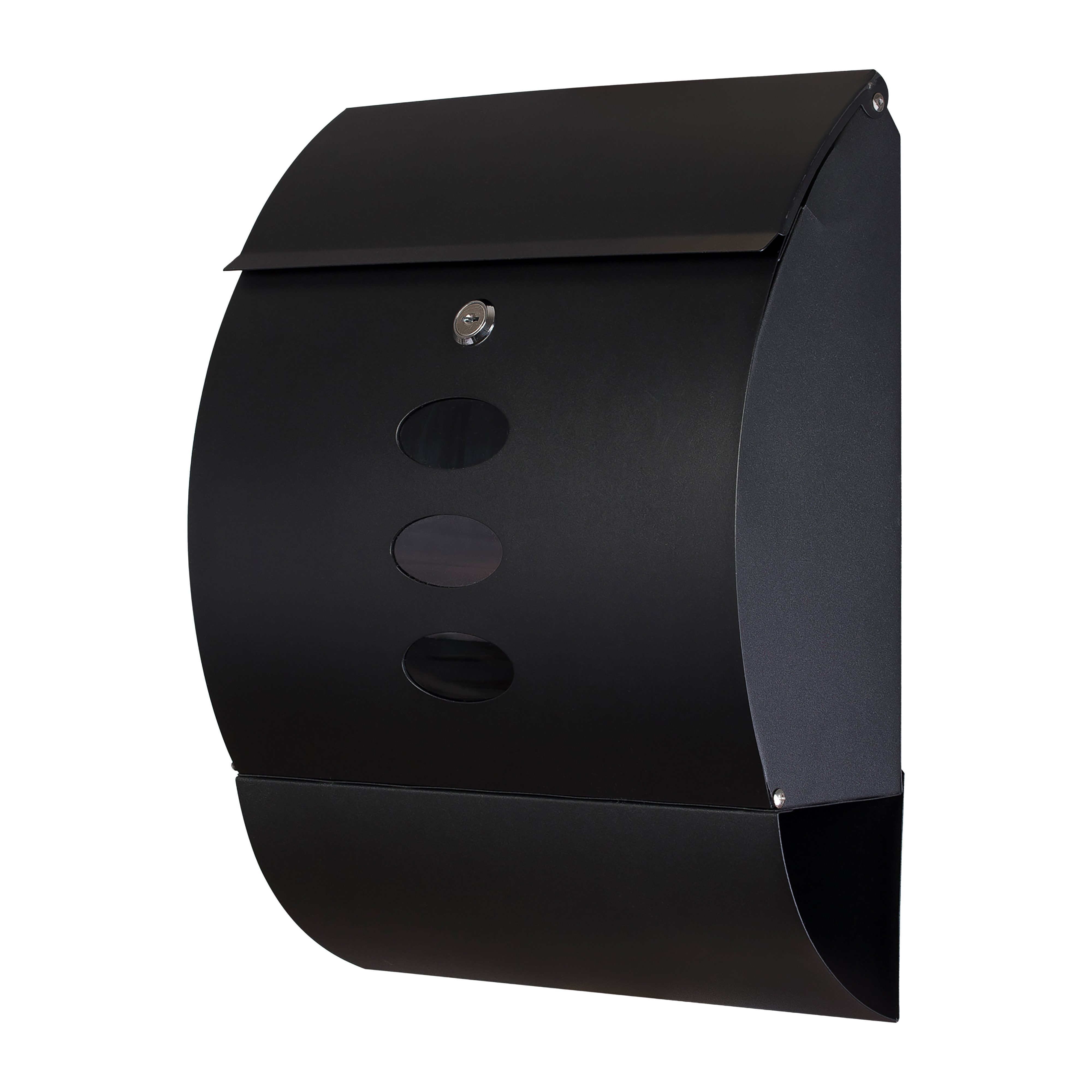 Grafner Briefkasten Briefkasten Edelstahl Schwarz Zeitungsrolle 3 Sichtfens günstig online kaufen