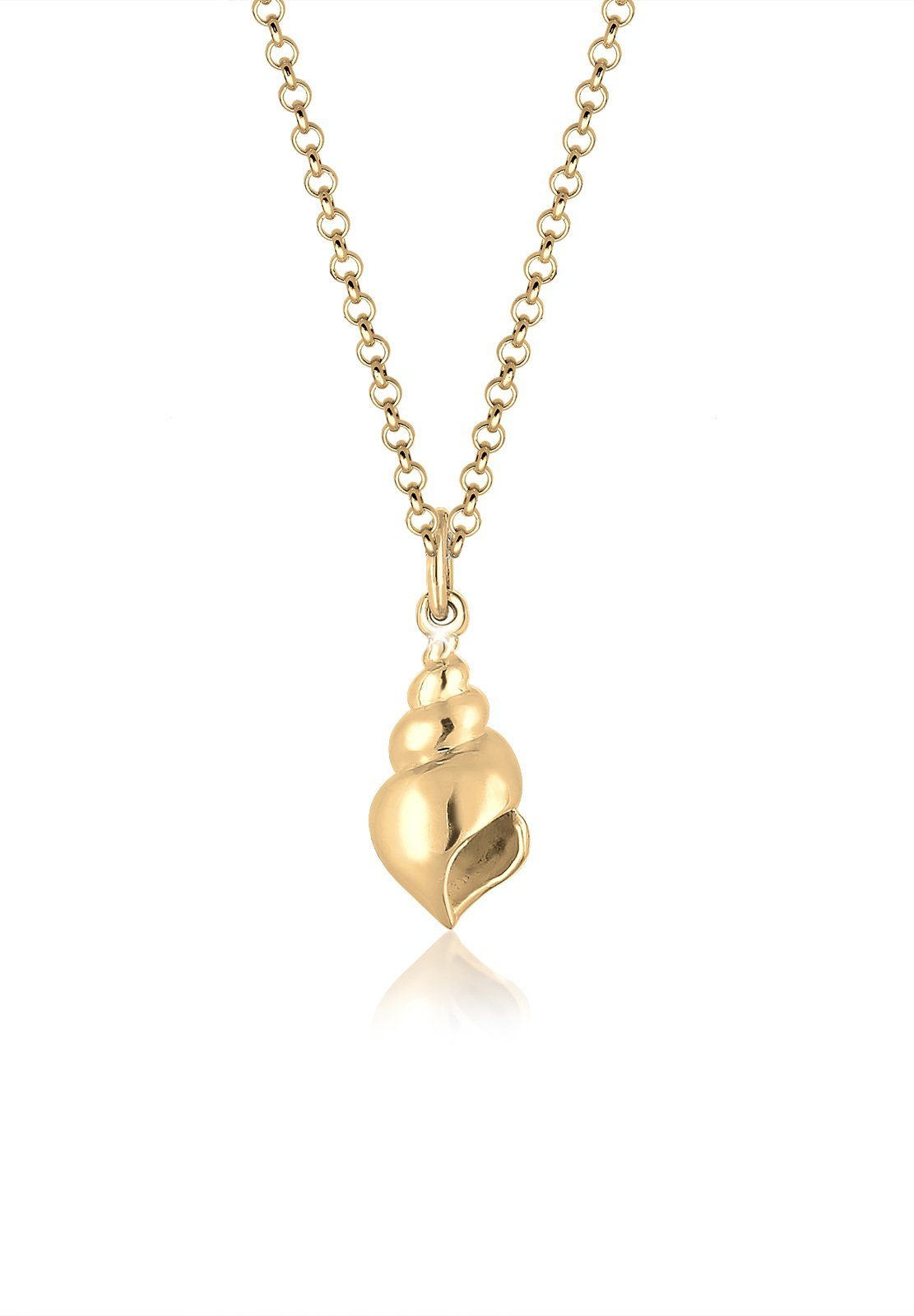 Elli Kette mit Anhänger Anhänger Muschel 925 Sterling Silber vergoldet