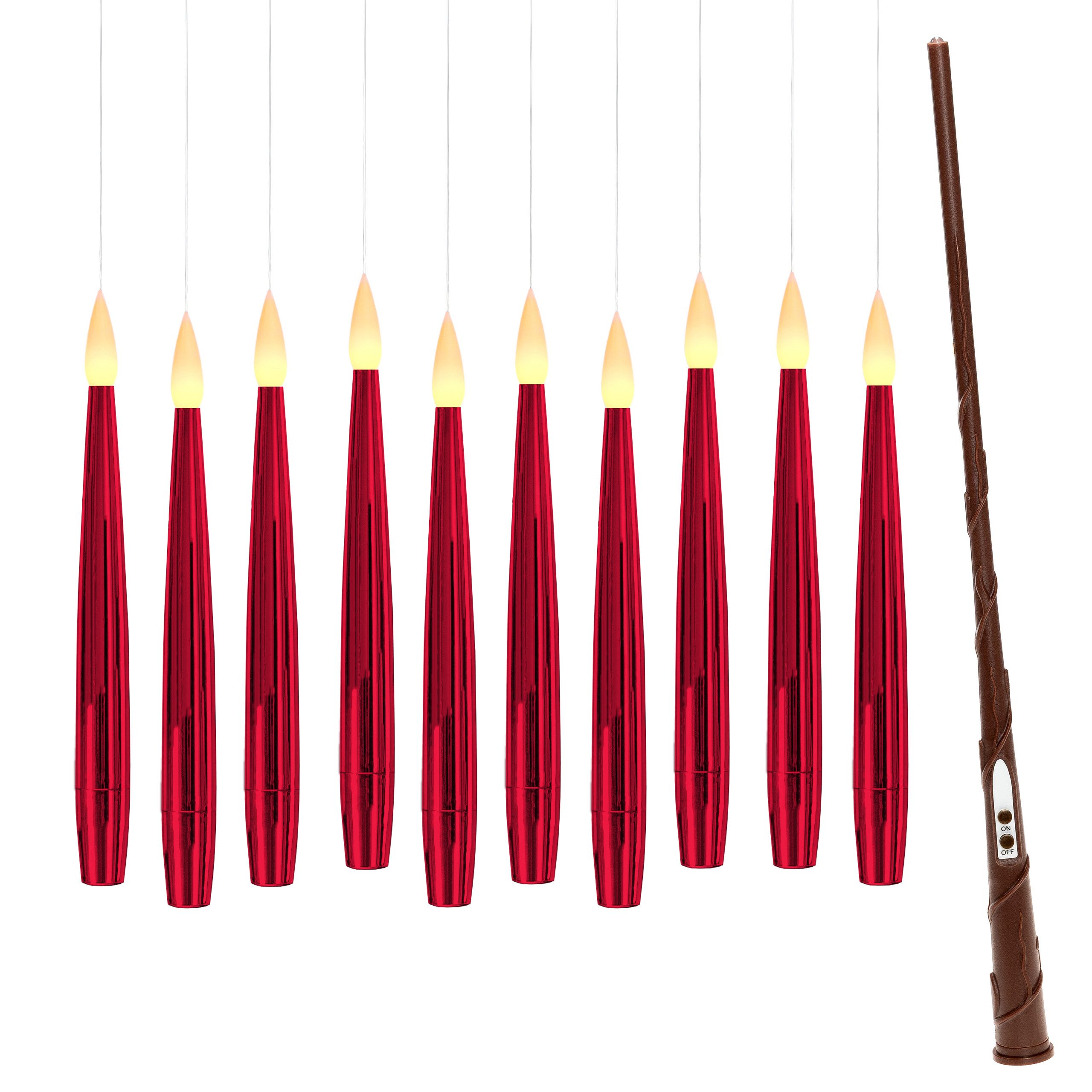 my home LED Dekolicht 10 Schwebende LED Tafelkerze mit Zauberstab Noaro, LED fest integriert, Warmweiß, mit Zauberstab als Fernbedienung