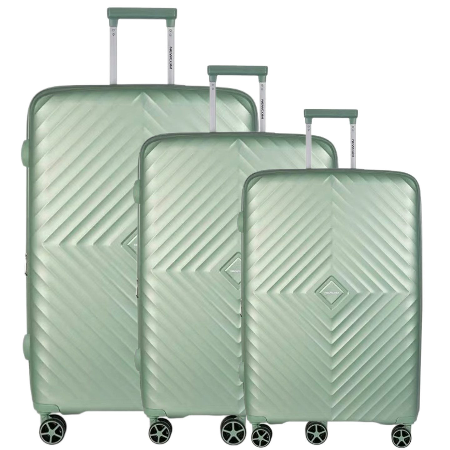 Super Solu Kofferset Hartschalenkoffer Set (M,L,XL) aus PP-Polypropylen, Erweiterbar, TSA, 4 Rollen, (Reisekoffer Set, 3 tlg., Grün), Robustes Öko-PP, Diebstahlschutz, Dehnfalte & Alu-Stange