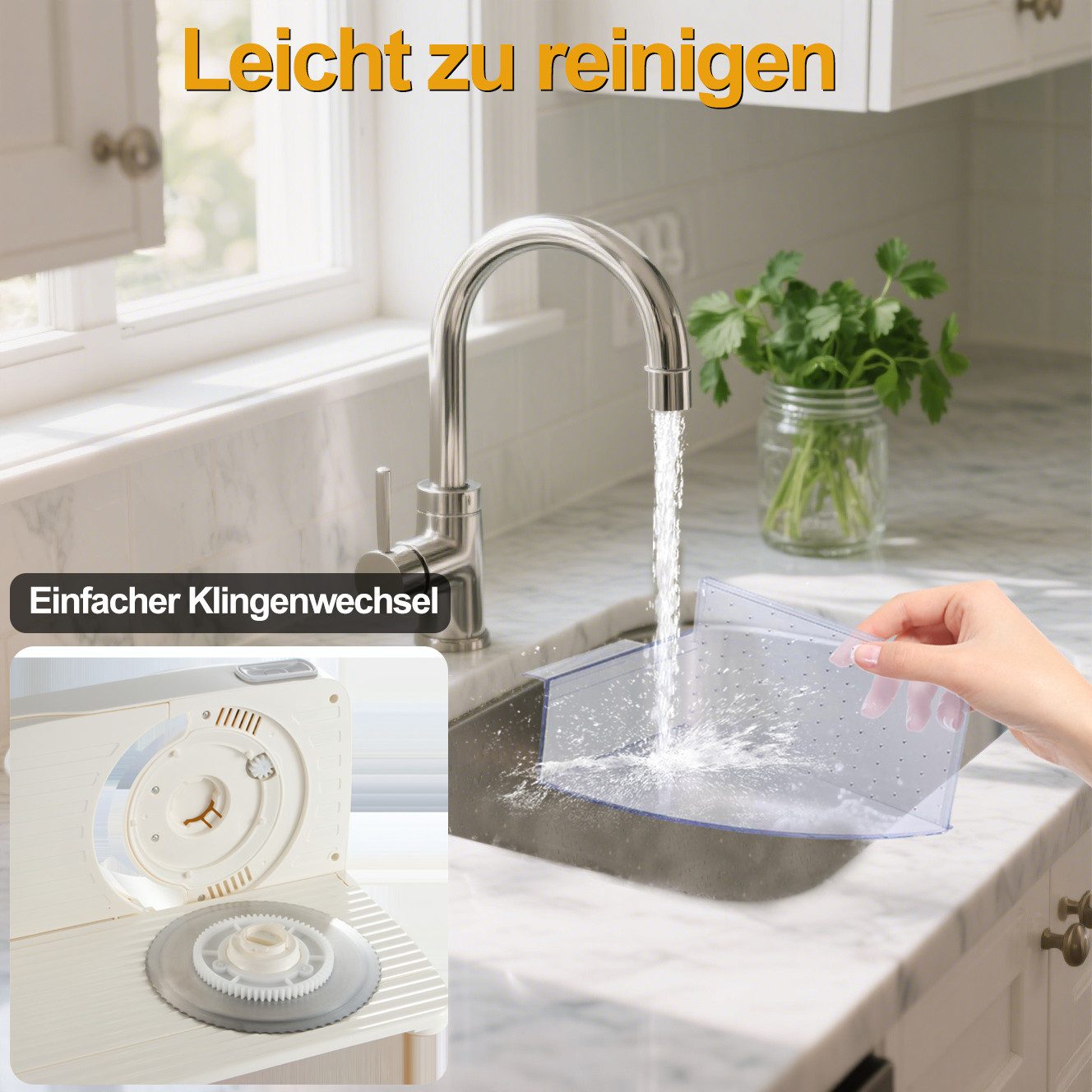 ibettertec Allesschneider Elektrischer Allesschneider, 250 W, Verstellbare Küchenmaschine 0 bis 15mm, 2 Klingen, Geeignet für Küche – Bild 5 von 5