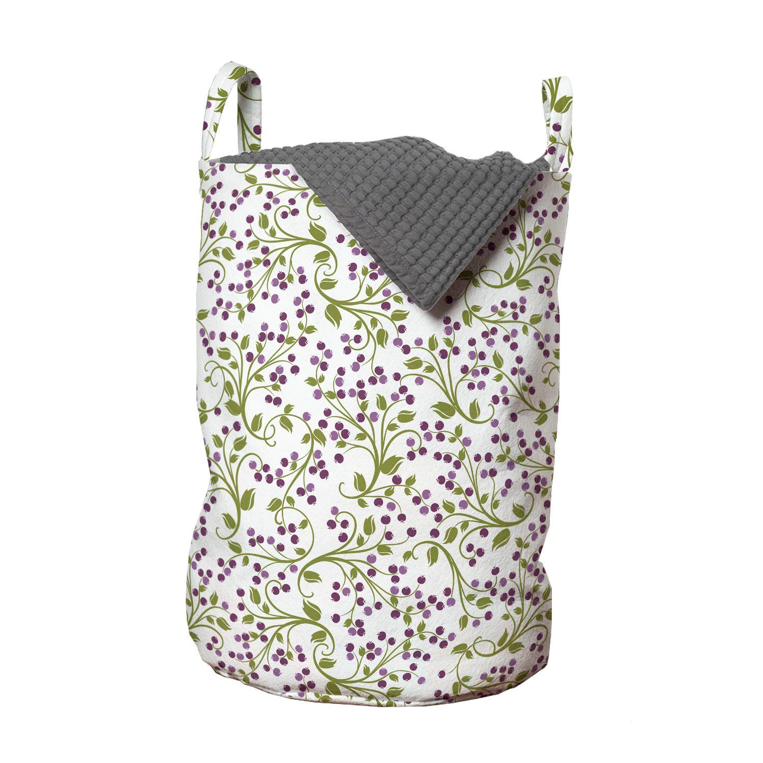 Abakuhaus Wäschesäckchen Wäschekorb mit Griffen Kordelzugverschluss für Waschsalons, Blume Wild Berries Botanical