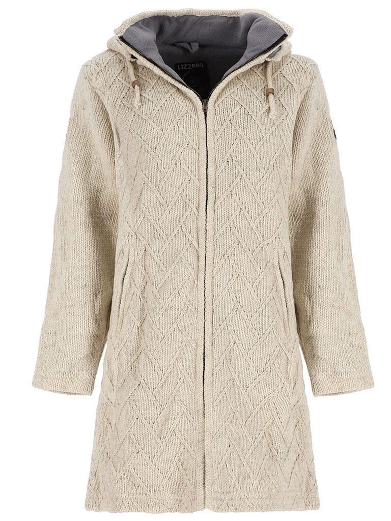 Lizzard Sports Wolljacke 505030 Damen Wollmantel mit abnehmbarer Kapuze - Lange Jacke aus Wolle