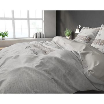Bettwäsche SLEEPTIME SWEET DREAMS LOVE -Bettbezug & Kissenbezüge, Sitheim-Europe, Baumwolle, 3 teilig, Weich, geschmeidig und wärmeregulierend