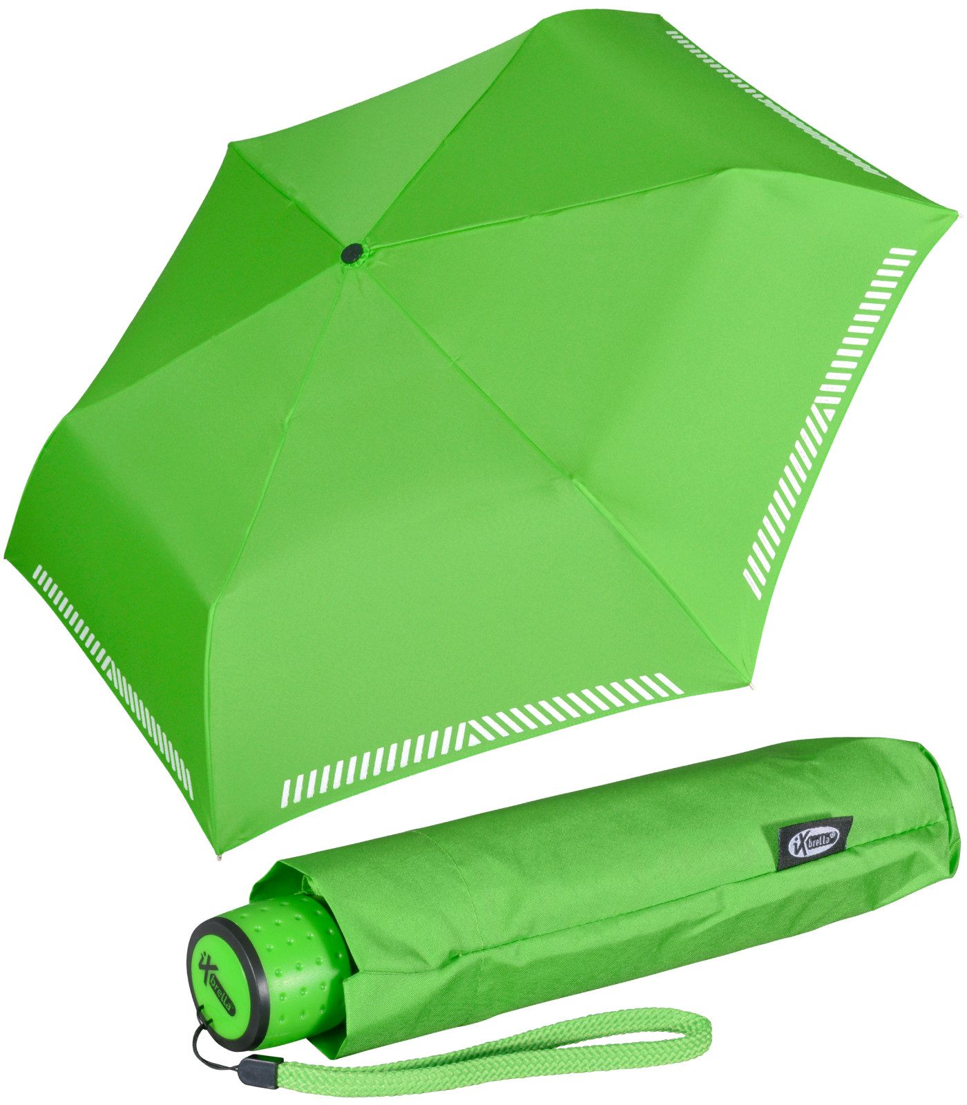 iX-brella Taschenregenschirm für Kinder Safety Reflex - reflektierende Streifen, manueller Öffnungsmechanismus, in vielen Farben