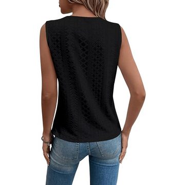 FIDDY Spitzentop Women's V-Ausschnitt Spitze Hollow Out Sexy Top Frauen