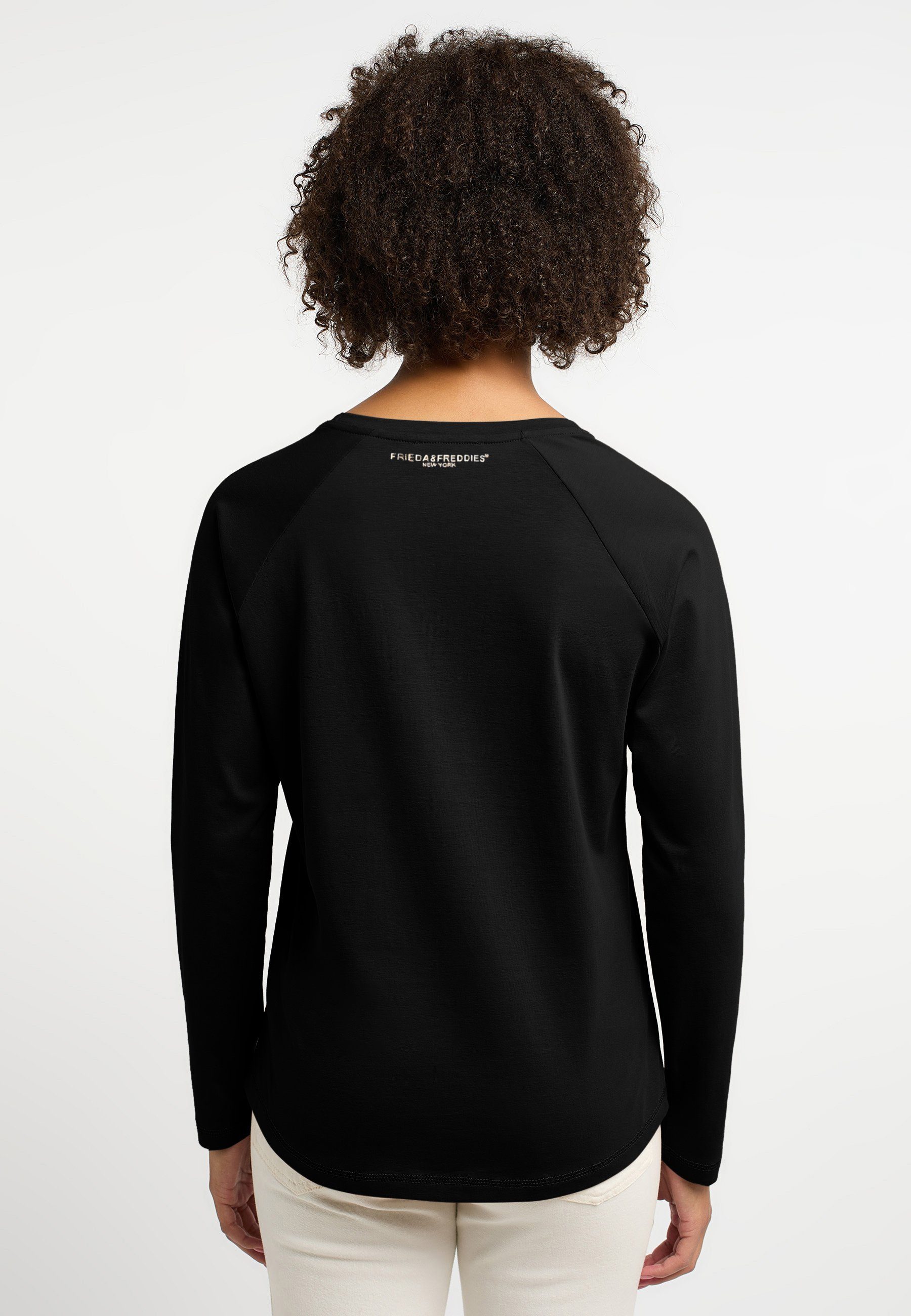 Frieda & Freddies NY dezenten BLACK Shirt mit Farbdetails Longsleeve Ls