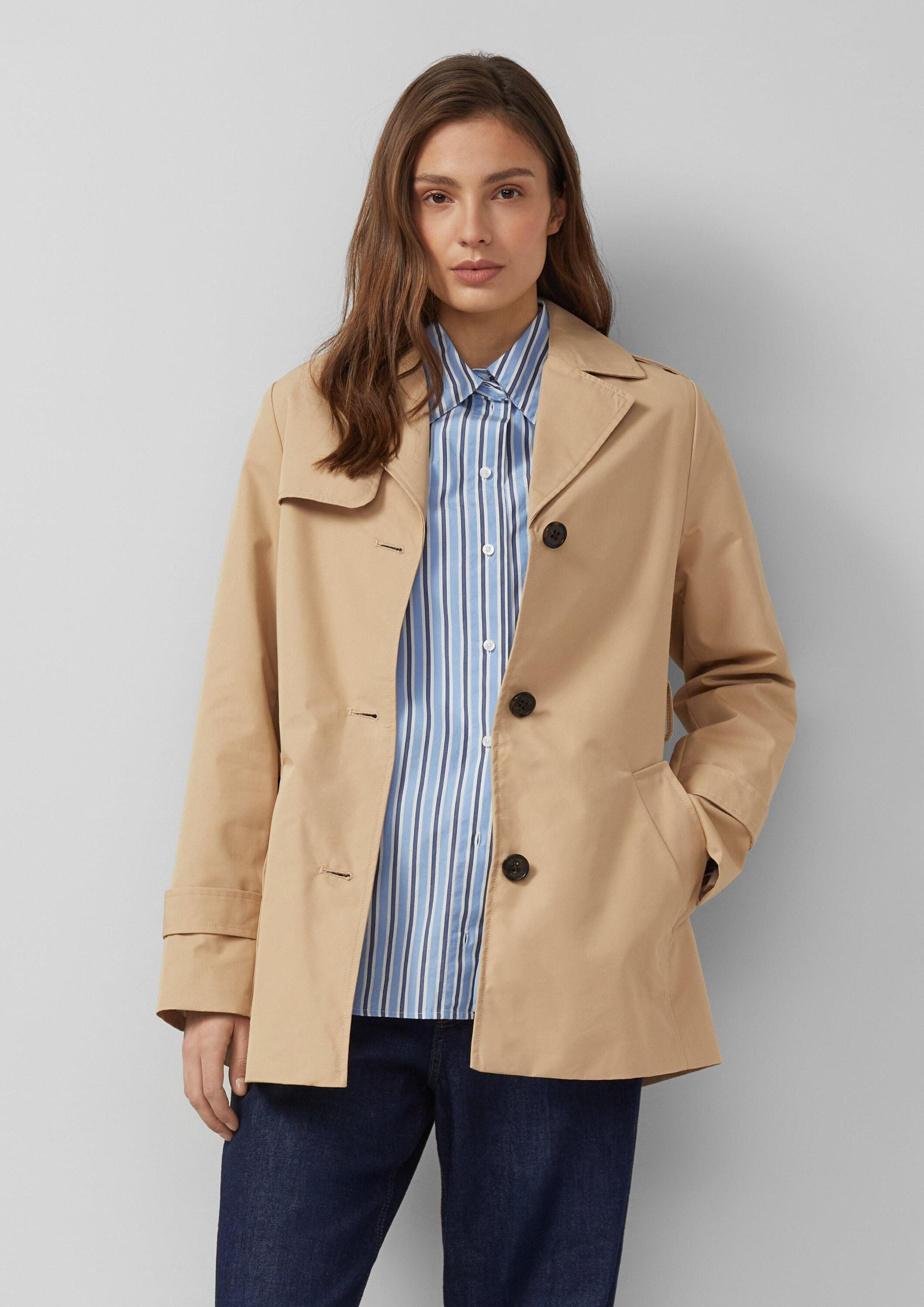 s.Oliver Trenchcoat Outdoor-Jacke Wasserabweisender Trenchcoat im Slim Fit