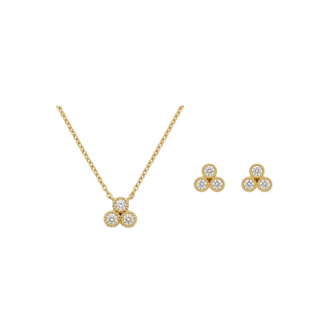 Suzan Gold Schmuckset Trivellea – Vergoldetes 925 Silber Schmuckset mit drei, Zeitloses Design, vielseitig kombinierbar, ideal als Geschenk