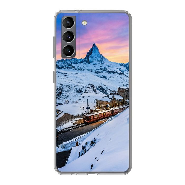 MuchoWow Handyhülle Dämmerung am Schweizer Matterhorn bei der Gornergratbahn Phone Case Handyhülle Samsung Galaxy S21 Silikon Schutzhülle