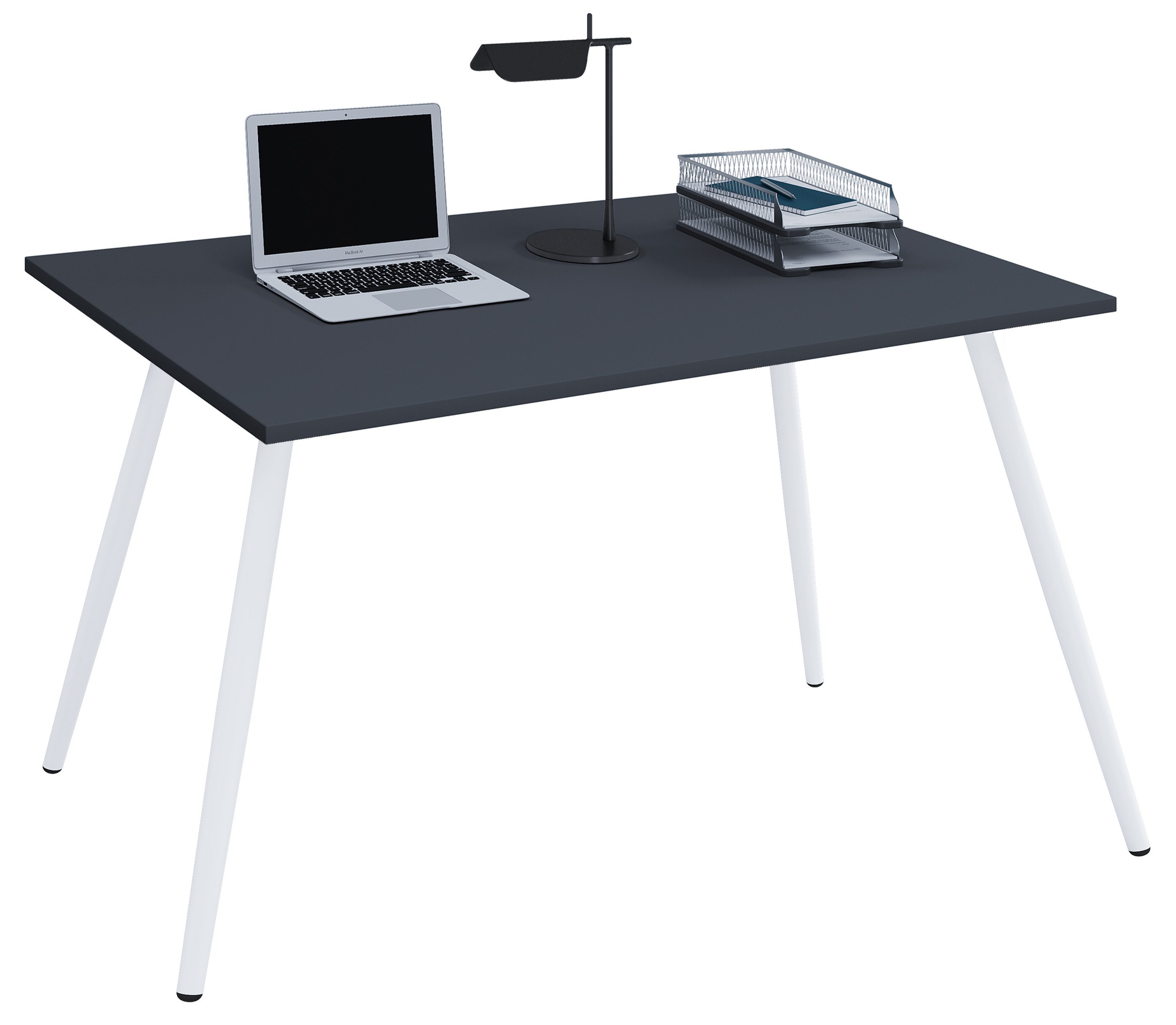 VCM Schreibtisch Salia Computertisch B. 138 x T. 50 x H. 70 cm, Arbeitsplatz für Büro oder Homeoffice, Skandinavisches Retro-Design