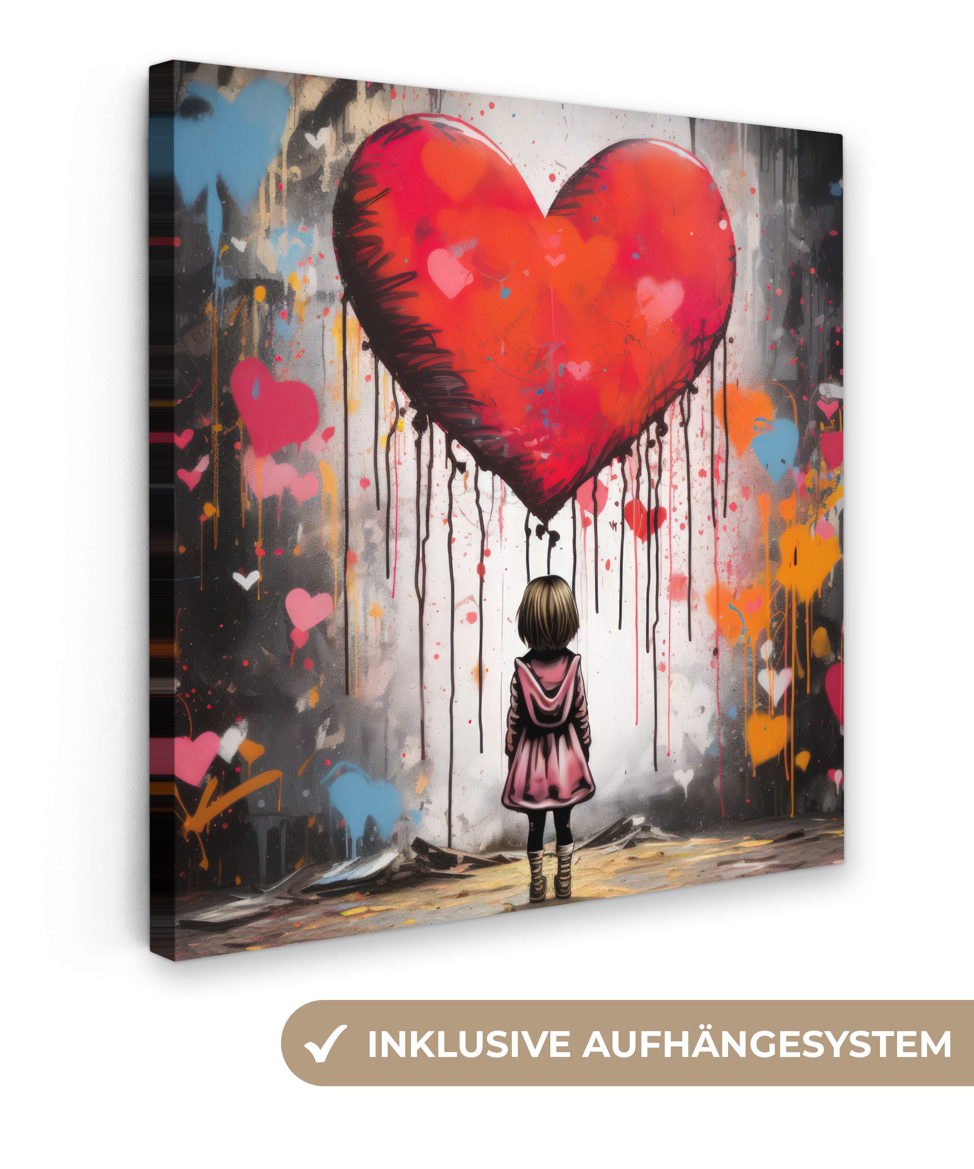 OneMillionCanvasses® Leinwandbild Mädchen - Herz - günstig online kaufen