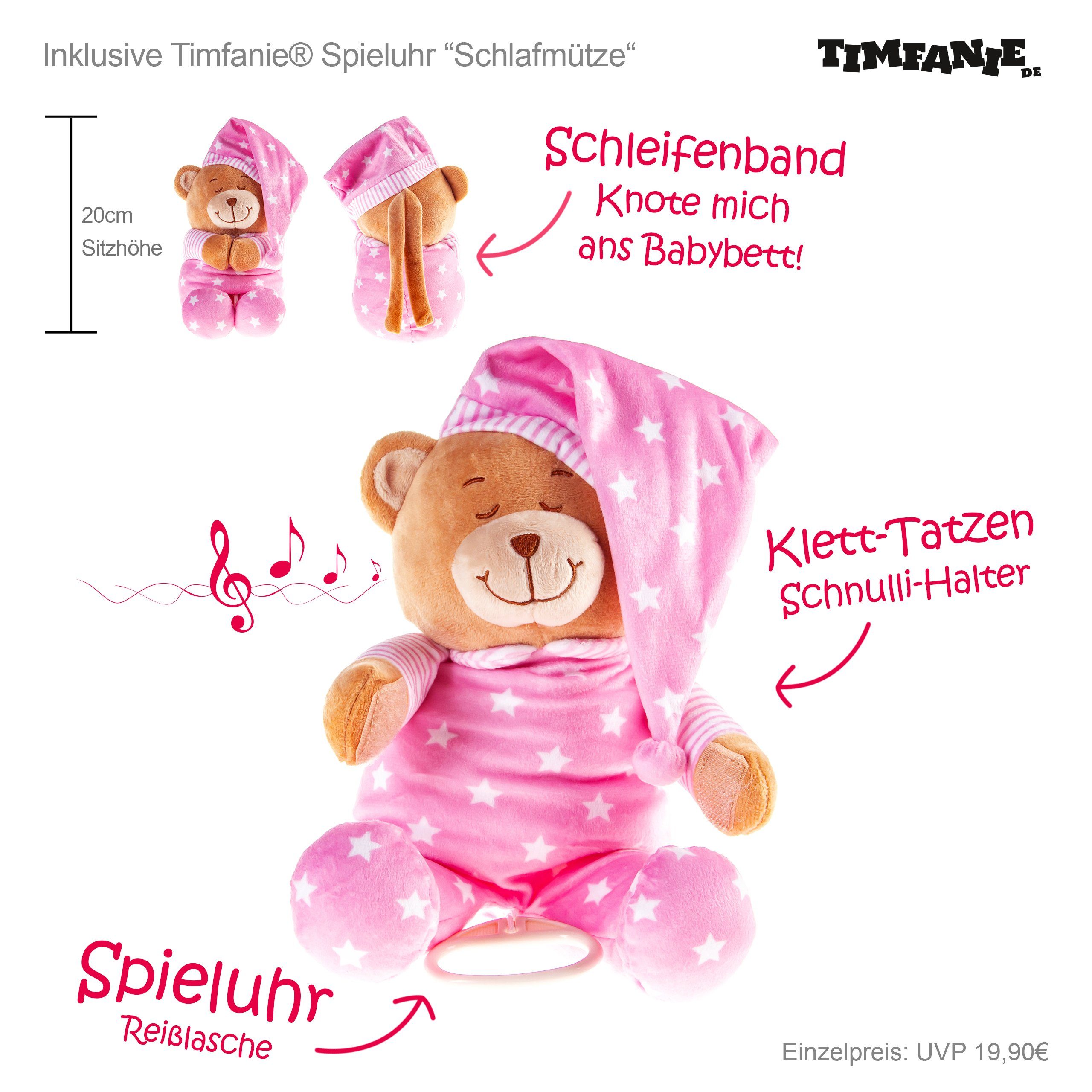 Timfanie Spieluhr Timfanie® Baby Spieluhr Schlafmütze, rosa, (rosa, 1-tlg)