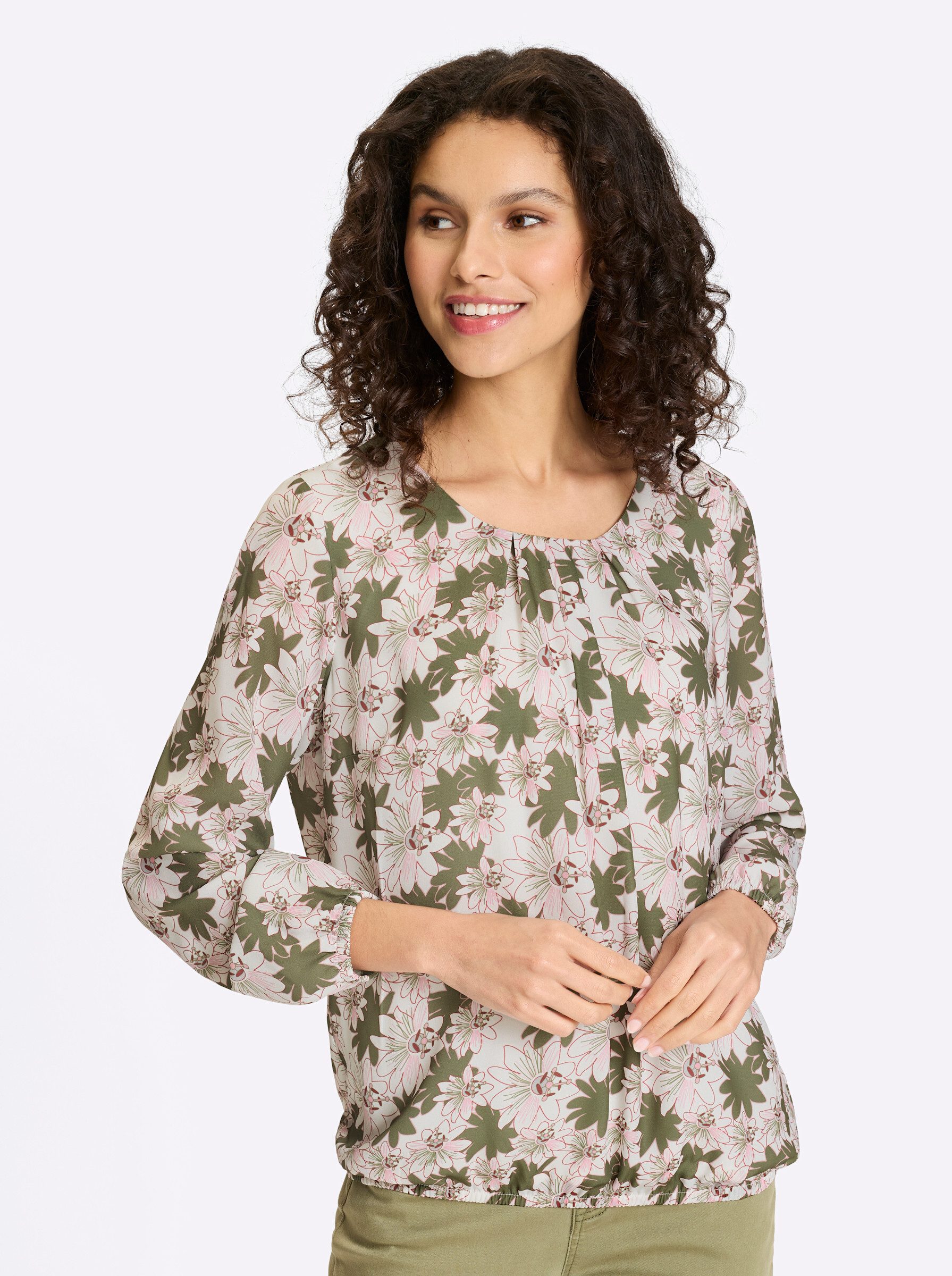 Klassische Bluse Druckbluse Langarm