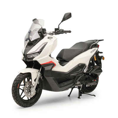 Burnout Motorroller Desert ADV Weiß, 125 ccm, 99 km/h, Euro 5, LED Beleuchtung, Digitales 7 Zoll TFT Tacho, Windschild verstellbar