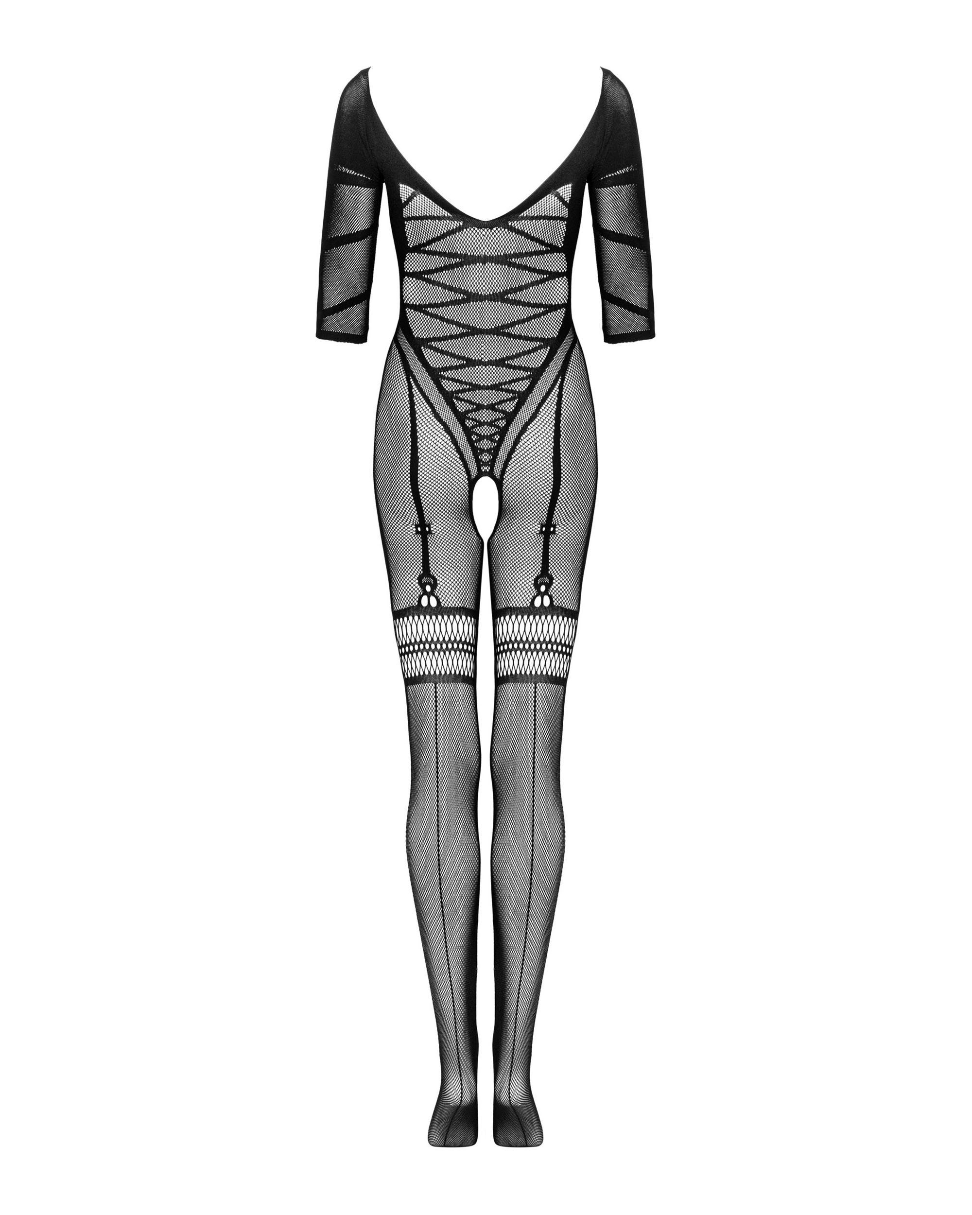 Obsessive Bodystocking Bodystocking schwarz Catsuit ouvert Netz 20 DEN (1 St)
