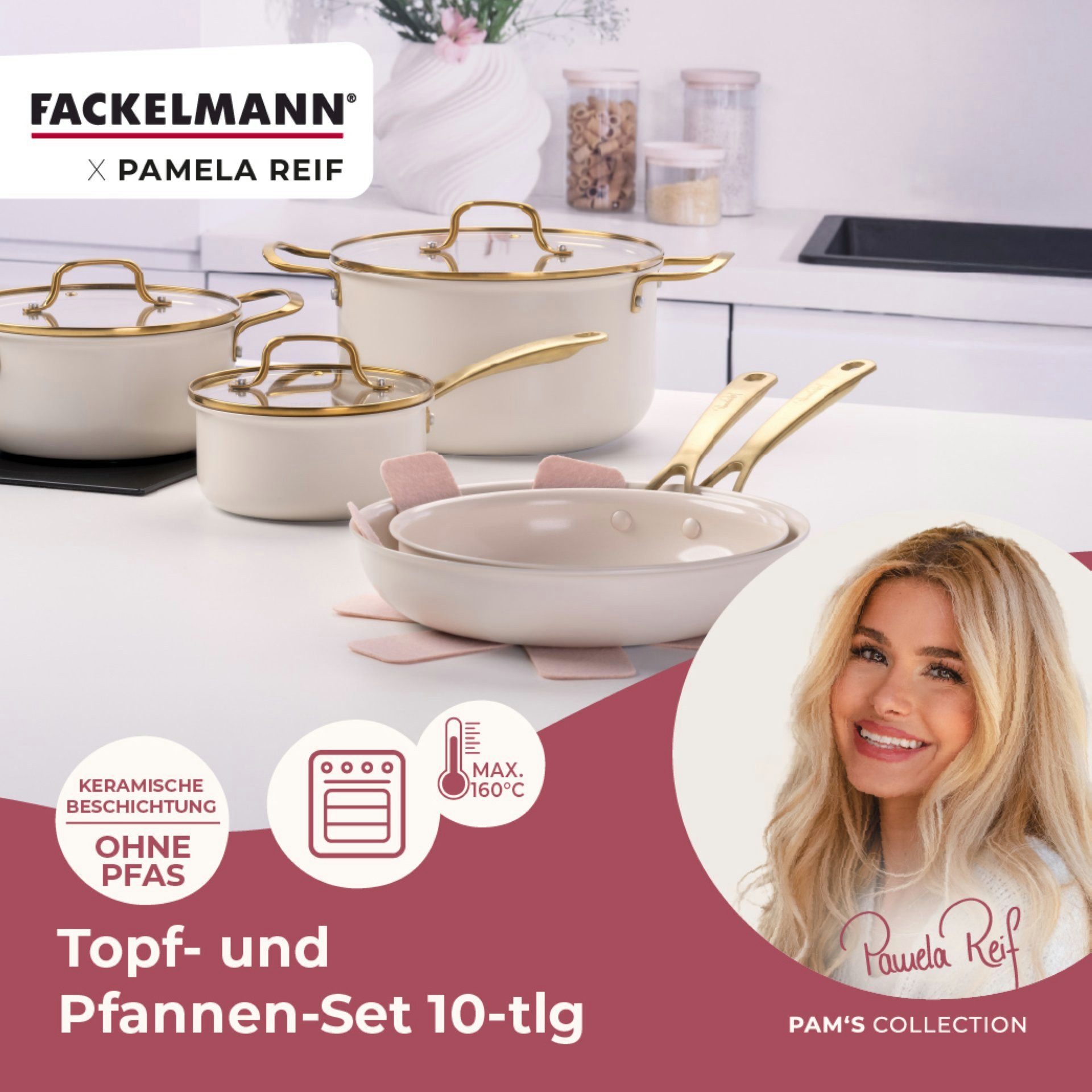 FACKELMANN Topf-Set Topf- und Pfannen-Set, Kochgeschirr, Aluminium, Keramikbeschichtung