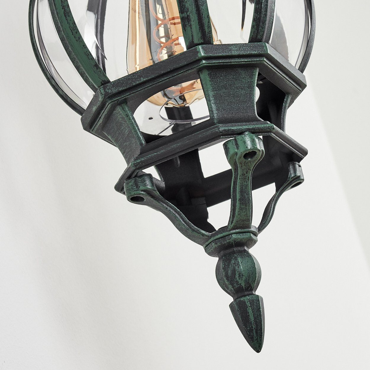 hofstein Außen-Wandleuchte »Meyen« Wandlampe abwärts aus Metall in Schwarz/Grün/Klar, ohne Leuchtmittel, Wandleuchte mit E27, Außenleuchte, IP44