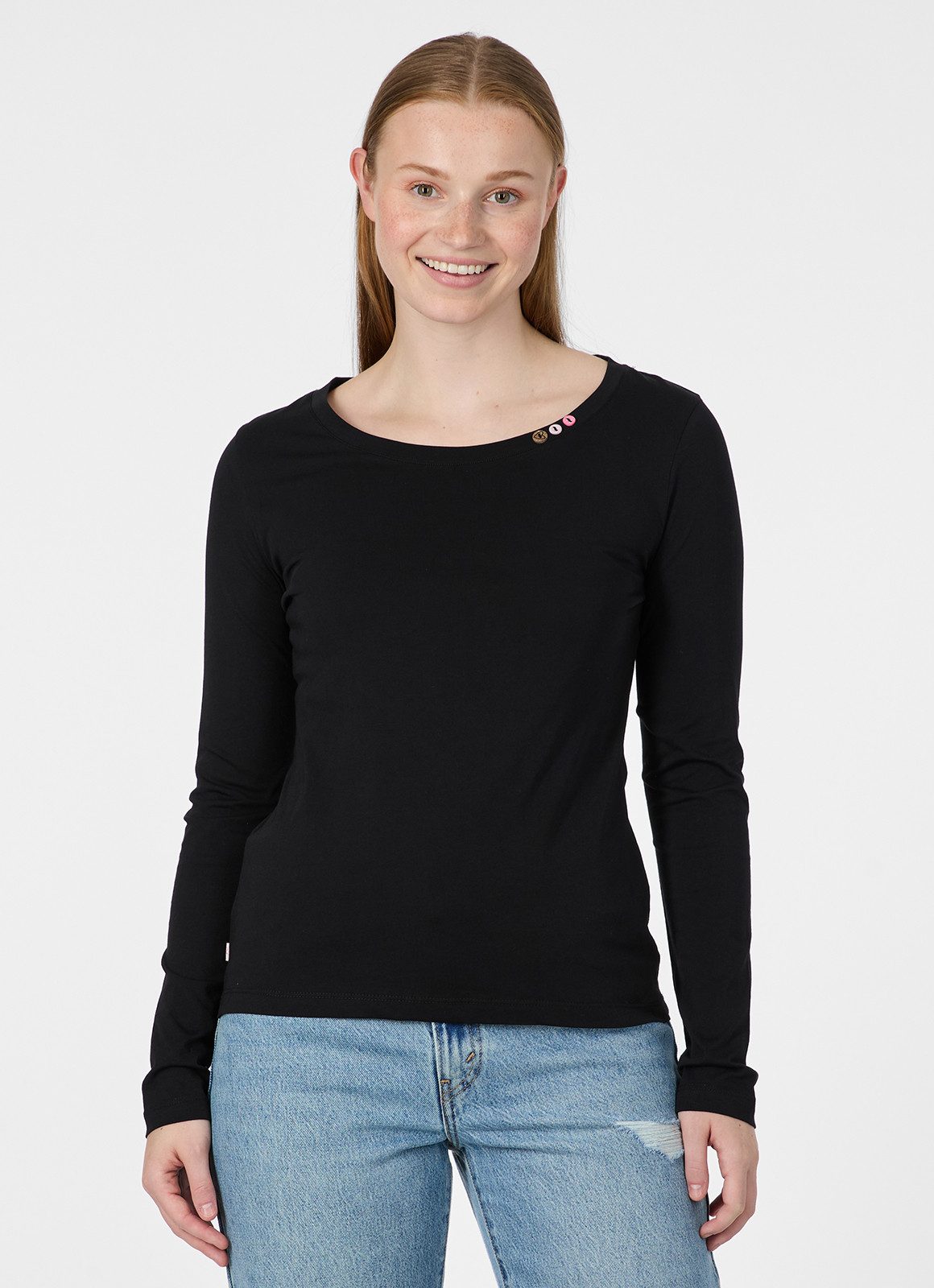 Ragwear Langarmshirt FLLORAH LONG GOTS Bestseller aus Single Jersey mit softem Finish und Knöpfen