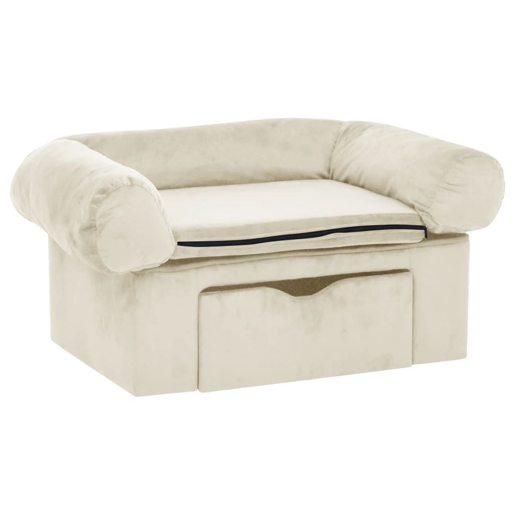 Thumbnail - vidaXL Hundekorb Hundesofa mit Schublade Creme 75x50x38 cm Plüsch Hundebettchen Körbche
