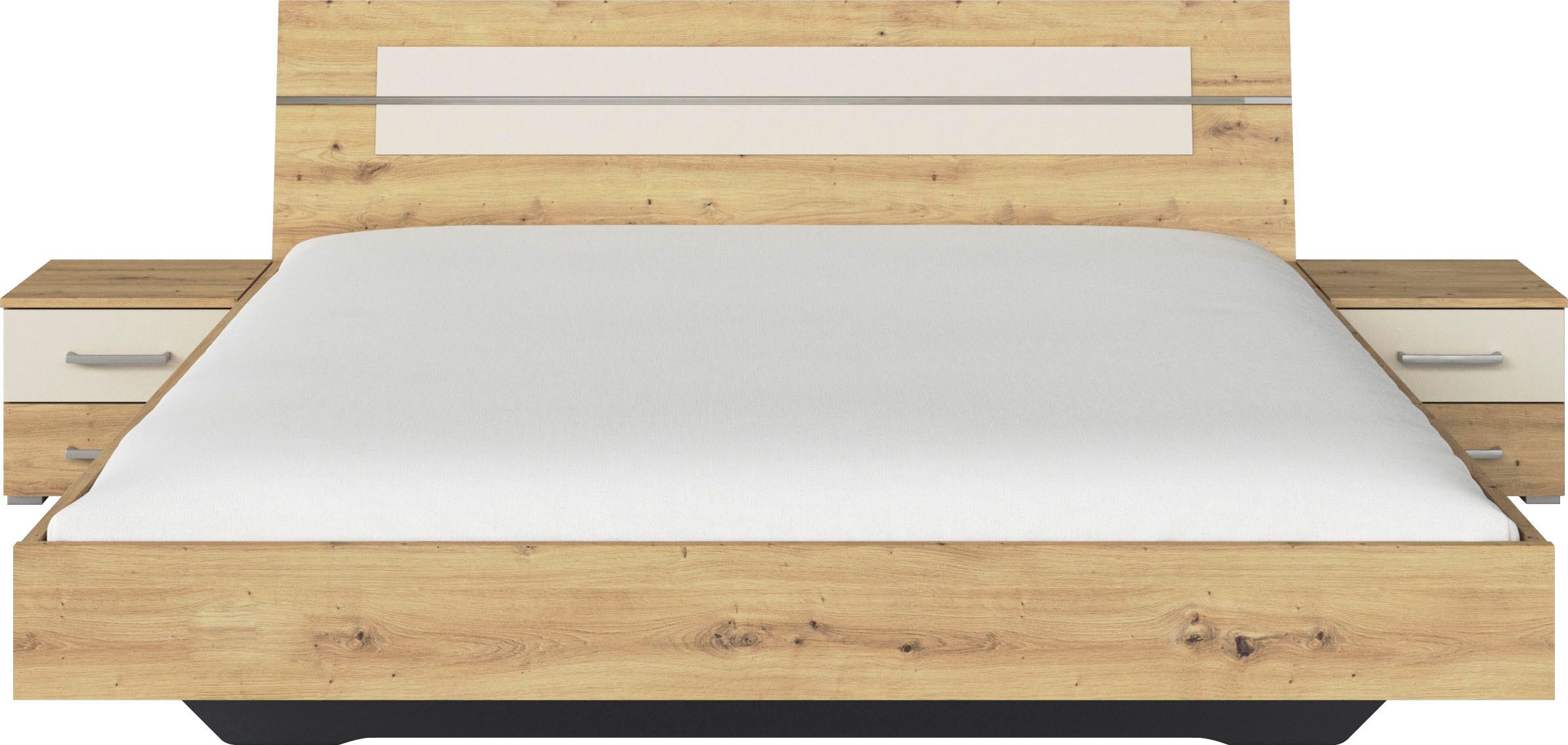 rauch Bettanlage Doppelbett Futonbett BURANO in schwebender Optik, (Set, 3-tlg), und abgesetztem Kopfteil mit 2 Nachttischen MADE IN GERMANY