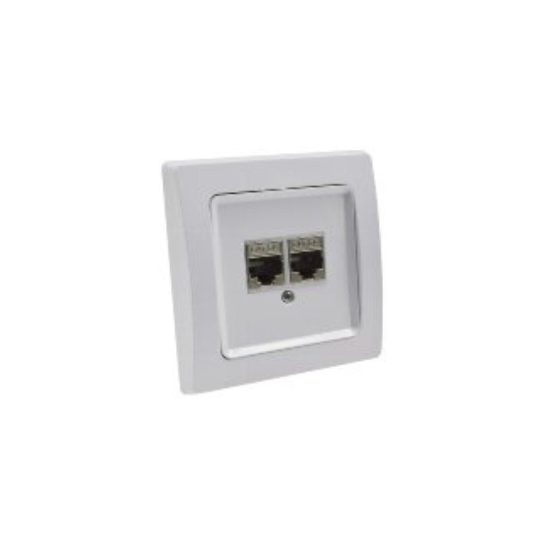 Schalter DELPHI Netzwerk-Dose 2x CAT6 inkl. Rahmen, UP, weiß