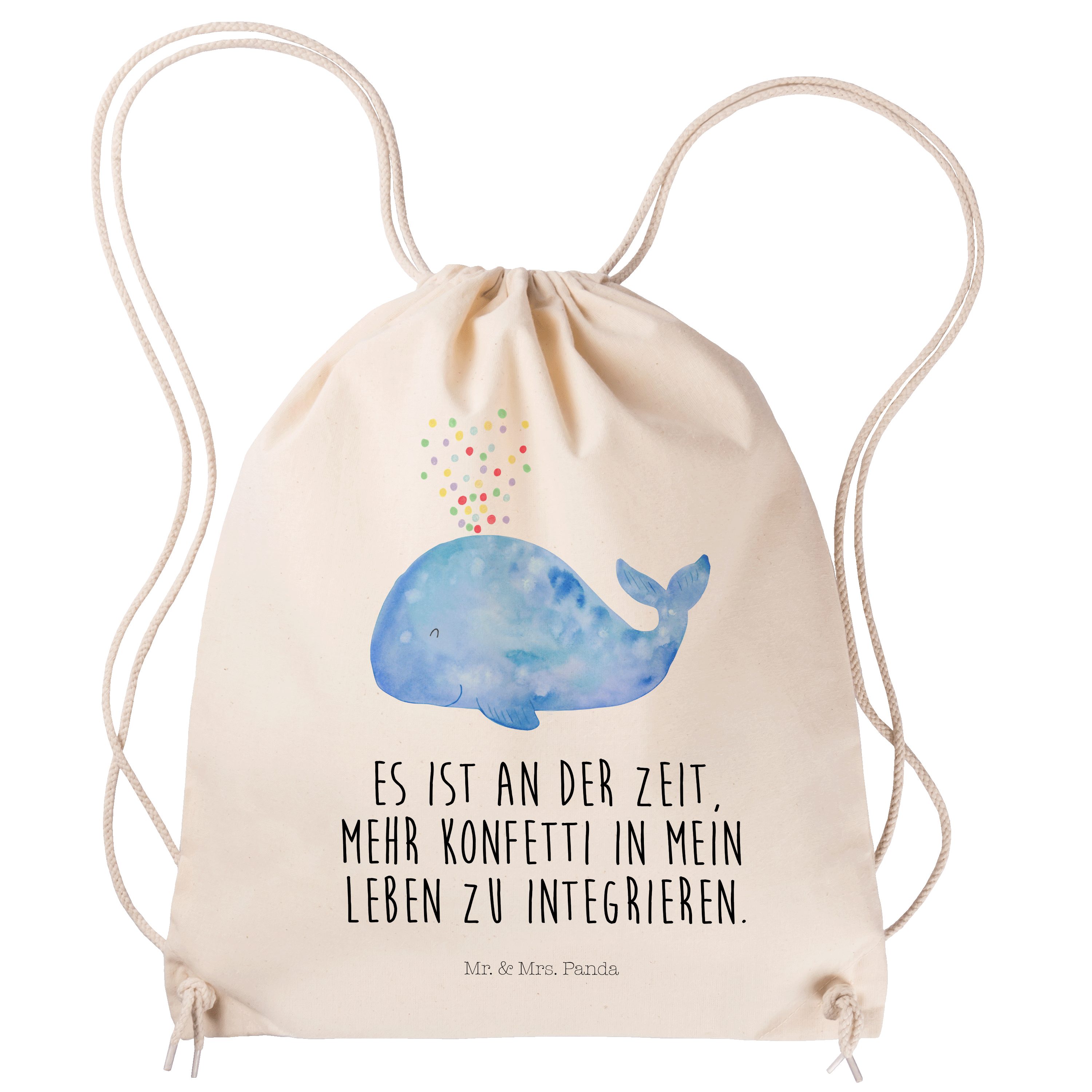 Mr. & Mrs. Panda Sporttasche Wal Konfetti - Transparent - Geschenk, Sporttasche, Trennung, Meerest (1-tlg) | Canvas-Taschen