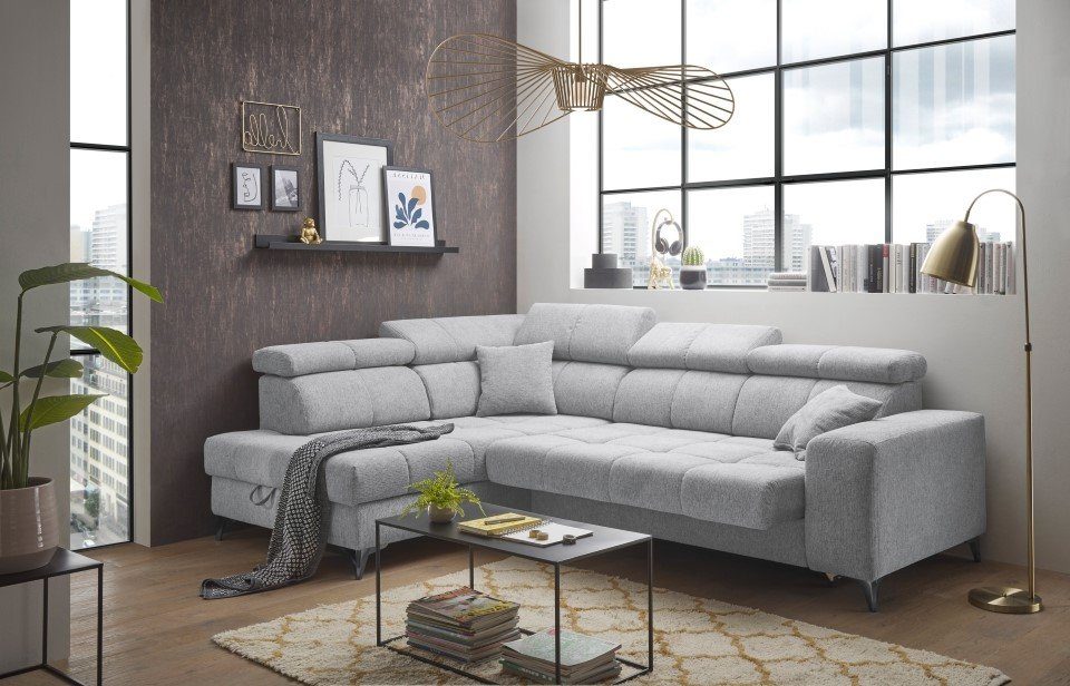 ED EXCITING DESIGN Ecksofa "Sydney L-Form", mit Bettfunktion, Bettkasten, K günstig online kaufen