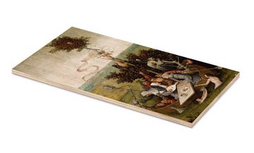Posterlounge Holzbild Hieronymus Bosch, Das Narrenschiff, Malerei