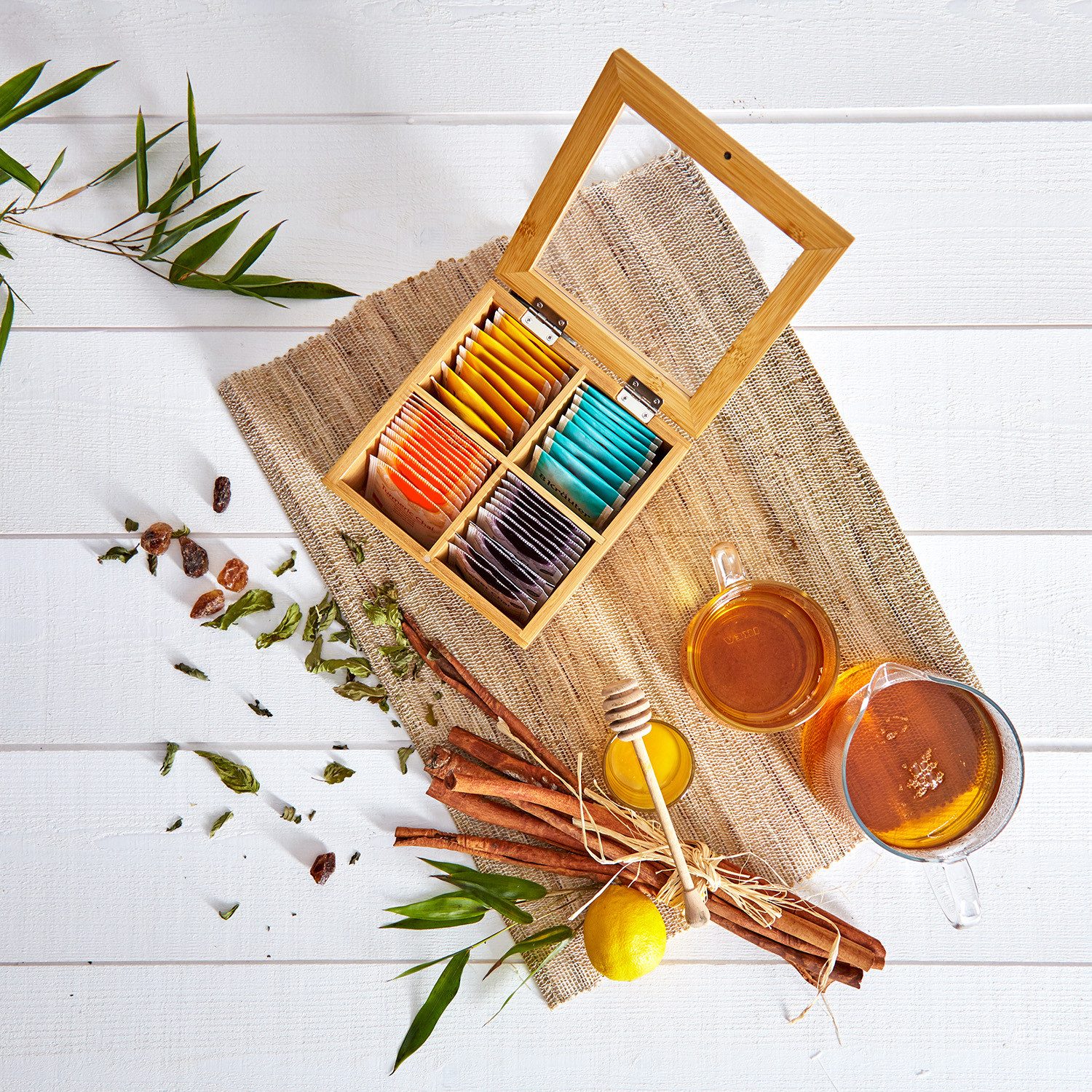 Klarstein Frischhaltedose Teebox Teekasten, Bambus