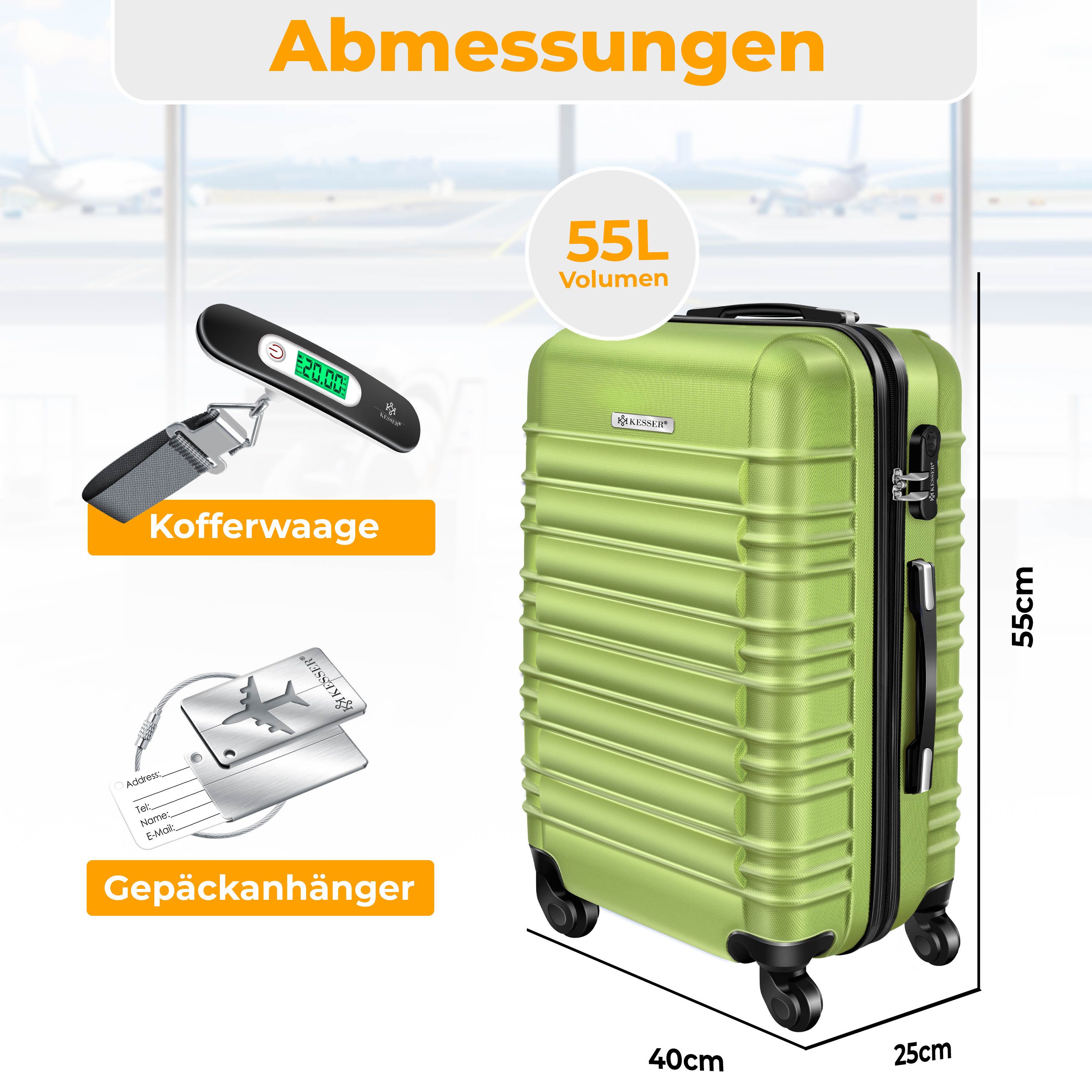 KESSER Hartschalen-Trolley Reisekoffer Handgepäck 55L Koffer Inkl. Kofferwa günstig online kaufen