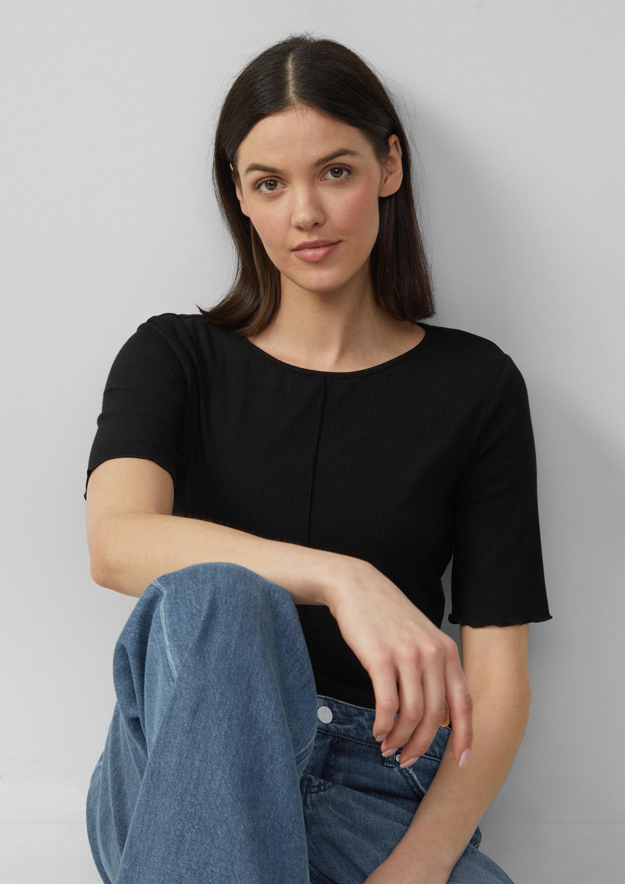 s.Oliver Kurzarmshirt T-Shirt Geripptes Slim-Fit-Shirt mit günstig online kaufen