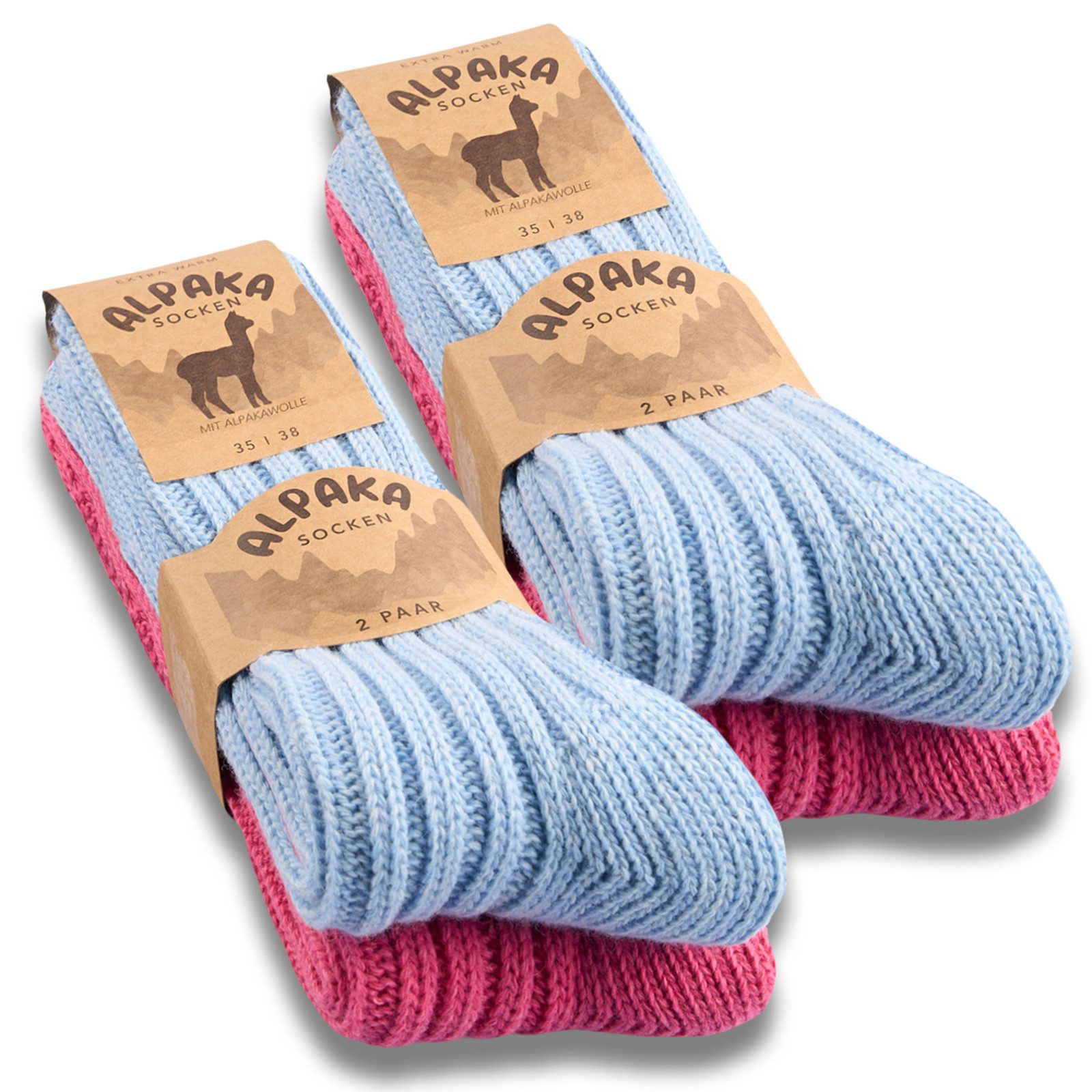 sockenkauf24 Norwegersocken 4 Paar Alpaka Шкарпетки Damen & Herren Зимові шкарпетки warm mit Wolle