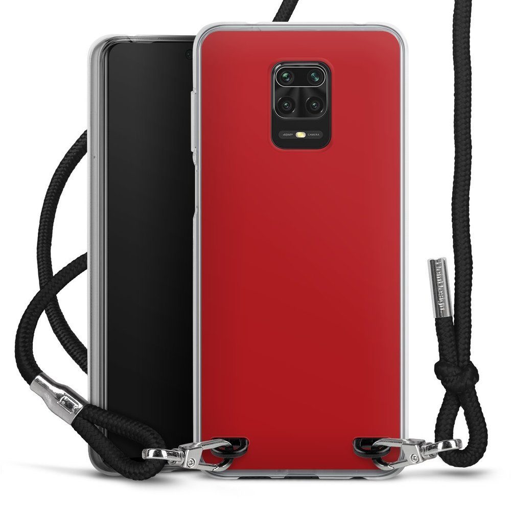 DeinDesign Handyhülle Rot einfarbig Farbe Karminrot, Xiaomi Redmi Note 9  Pro Handykette Hülle mit Band Case zum Umhängen