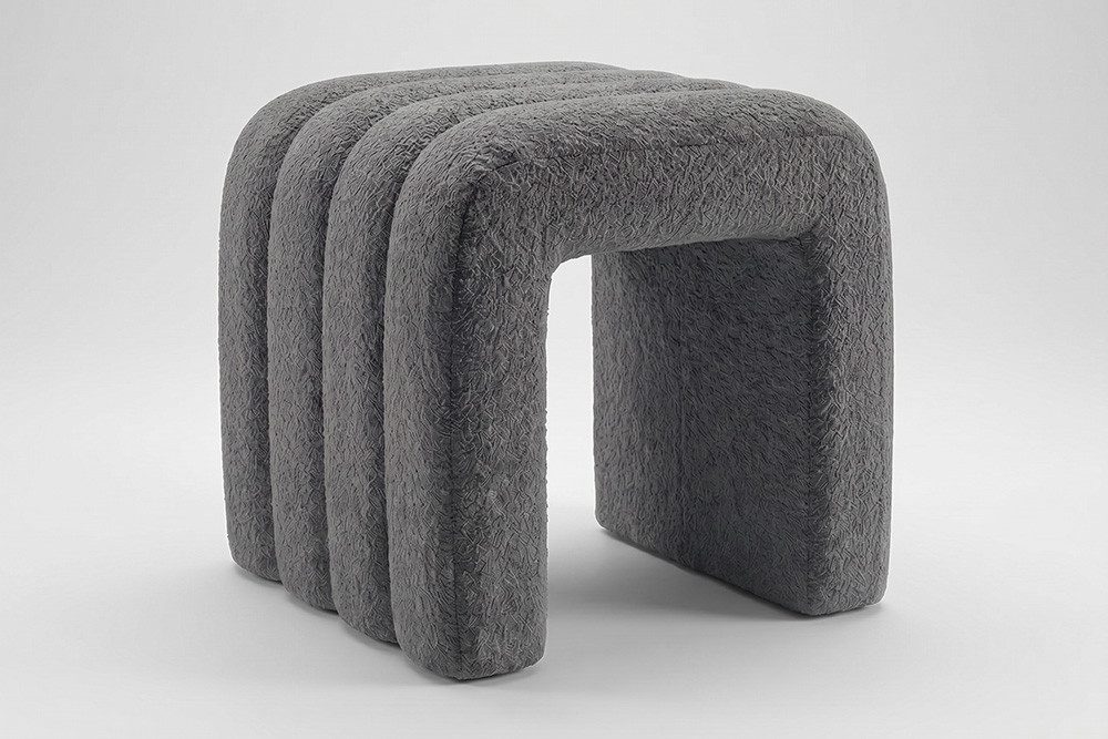 riess-ambiente Sitzwürfel VOGUE 40cm grau - Bouclé, quadratisch, Riffelung, skulptural, modern (Einzelartikel, 1 St), Kompakter Sitzhocker - ideal für Wohn-, Schlaf- oder Esszimmer