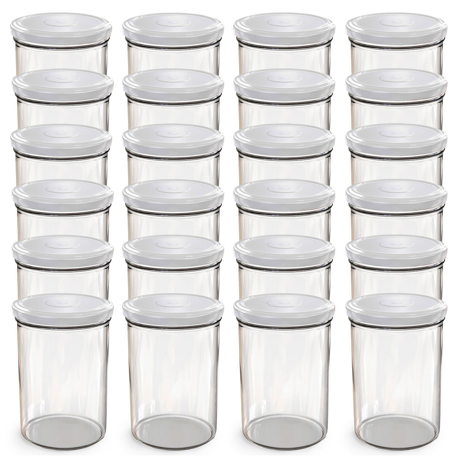 Oputec Einmachglas 12x 440ml Einmachgläser mit Schraubdeckel TO 82 Weiß Marmeladengläser