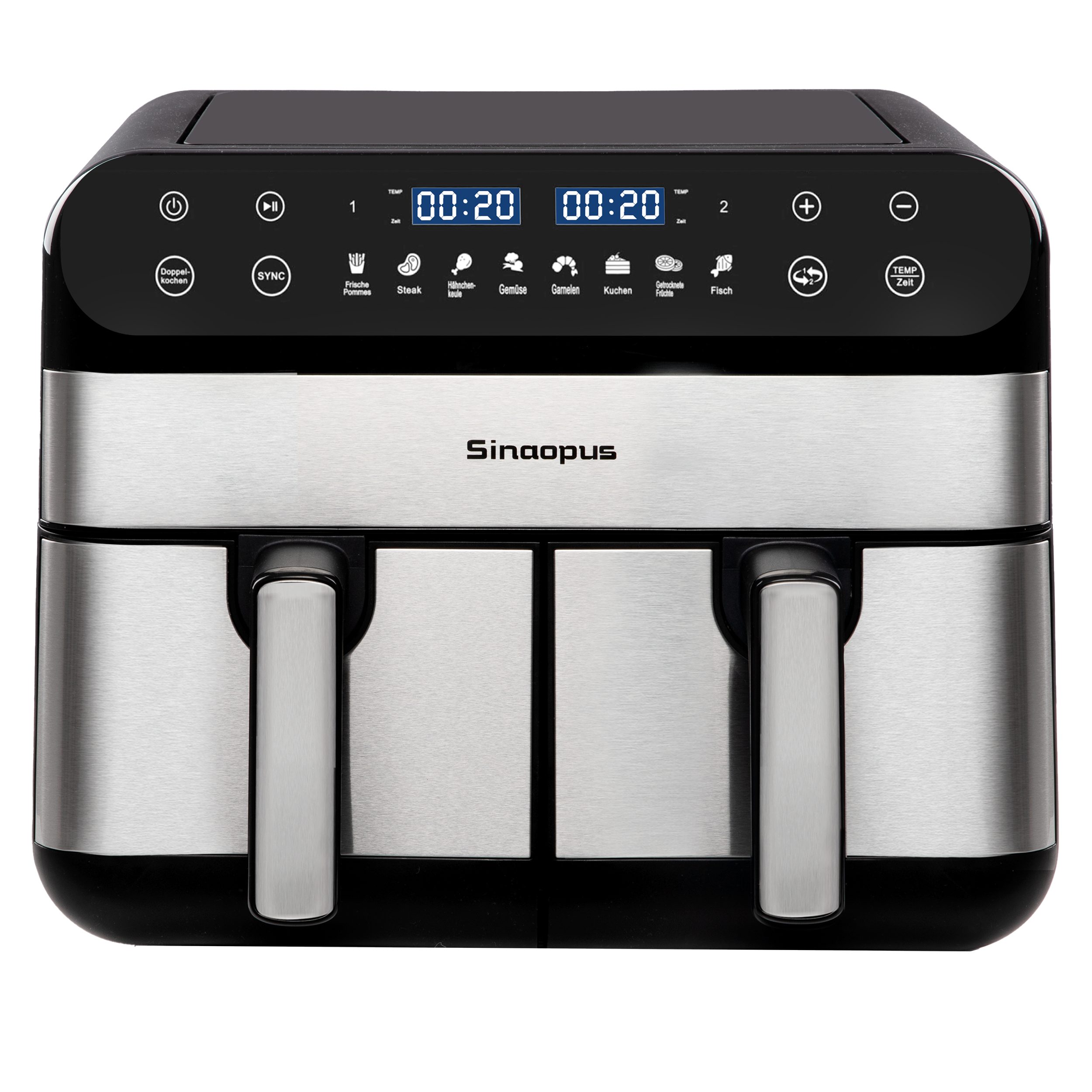 Heißluftfritteuse Heissluftfritteuse10L XXL Doppel Kammer, Dual Zone, doppel-kochen